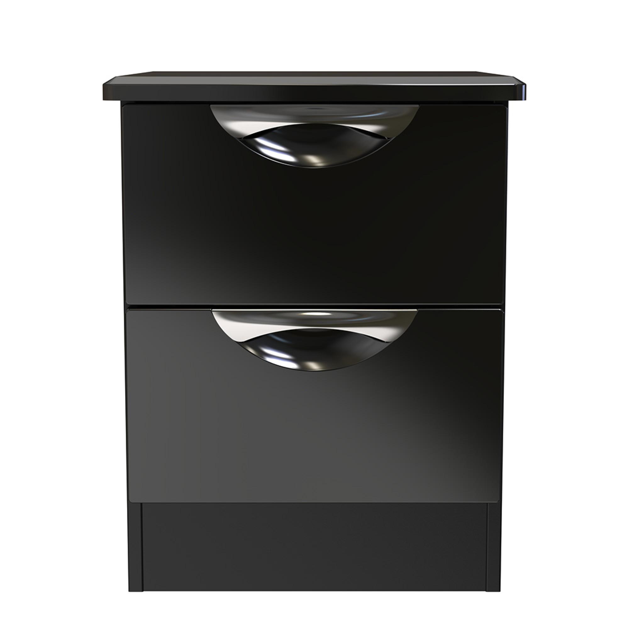 Camden Bedside Cabinet - 2 Drawer - Black Gloss