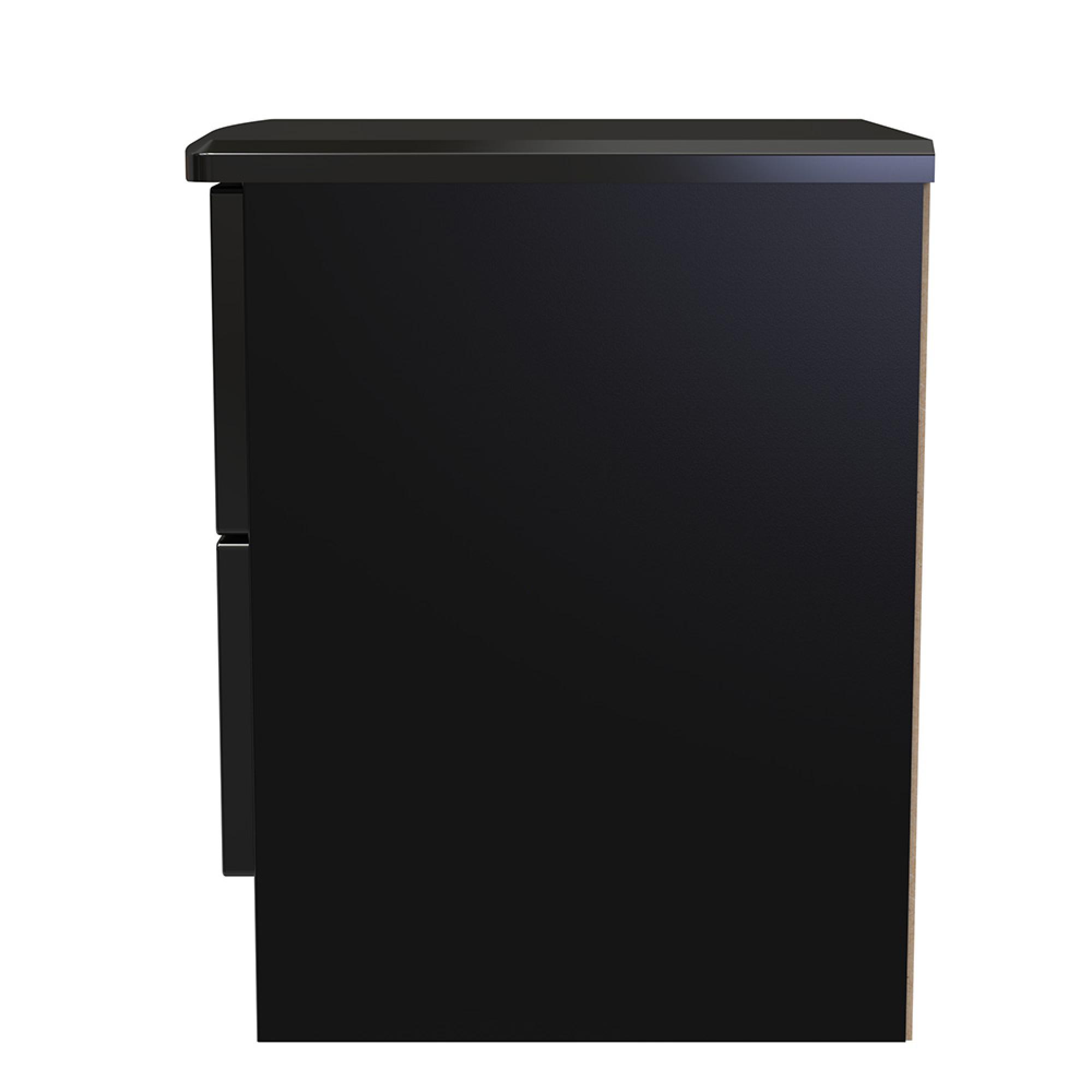 Camden Bedside Cabinet - 2 Drawer - Black Gloss