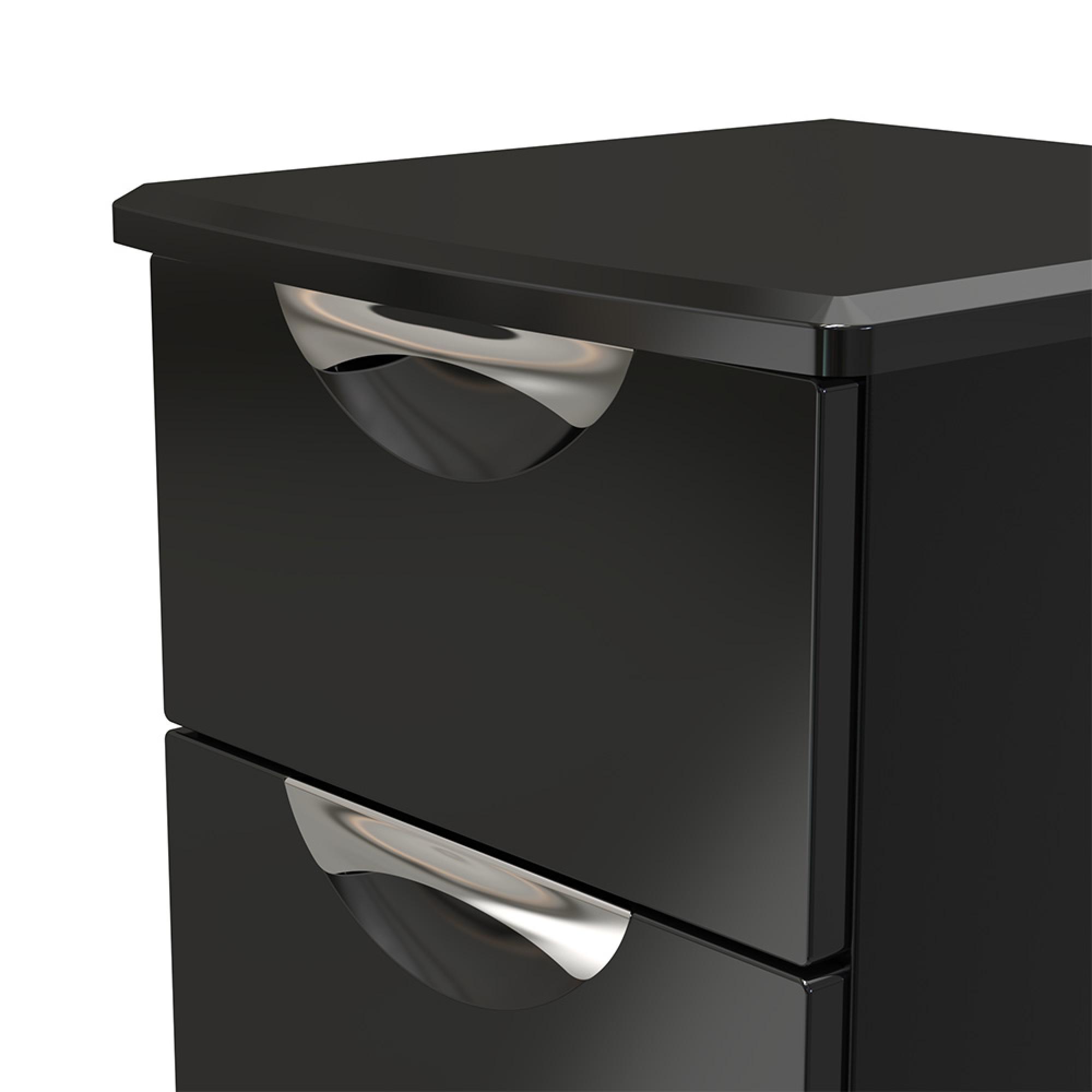 Camden Bedside Cabinet - 2 Drawer - Black Gloss