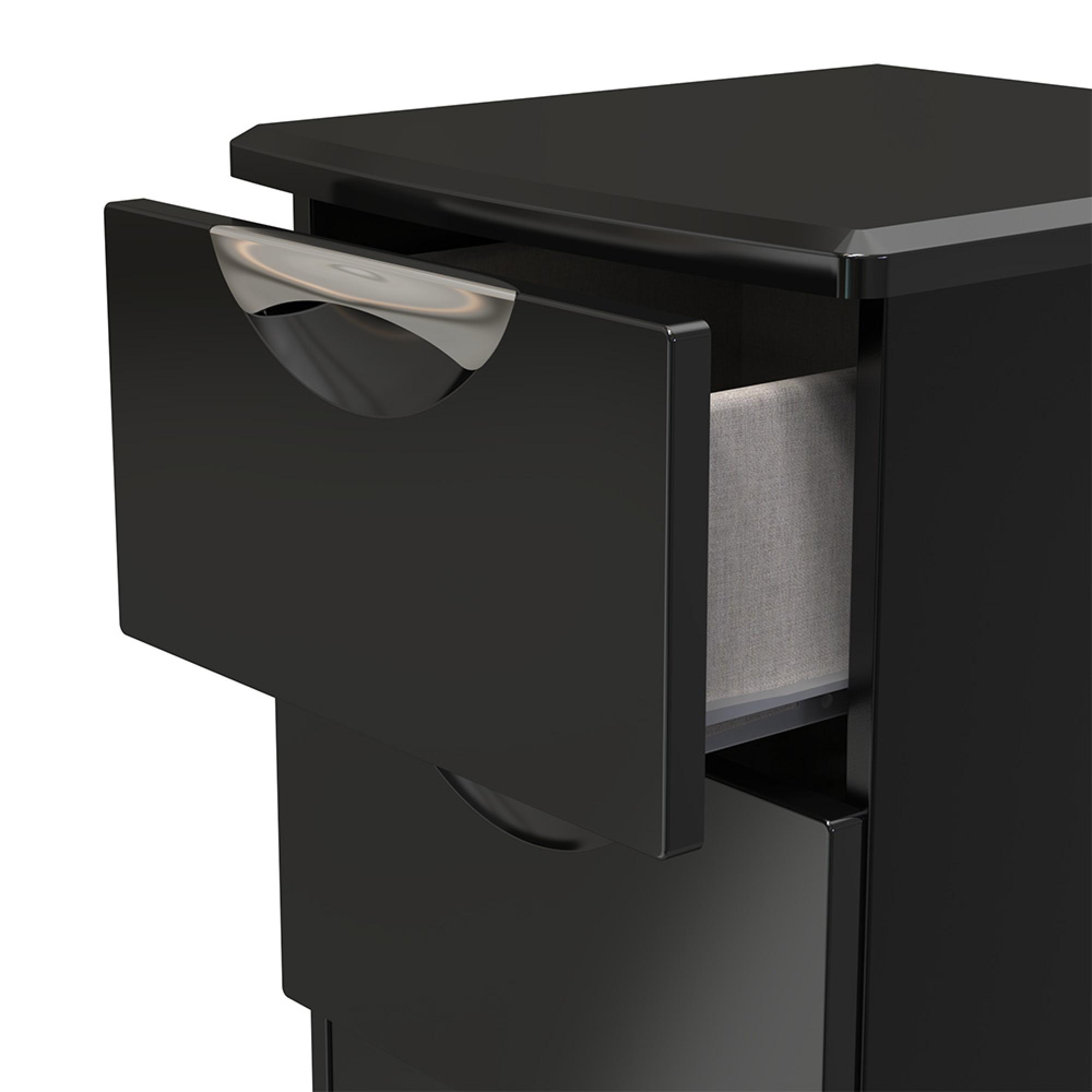 Camden Bedside Cabinet - 2 Drawer - Black Gloss