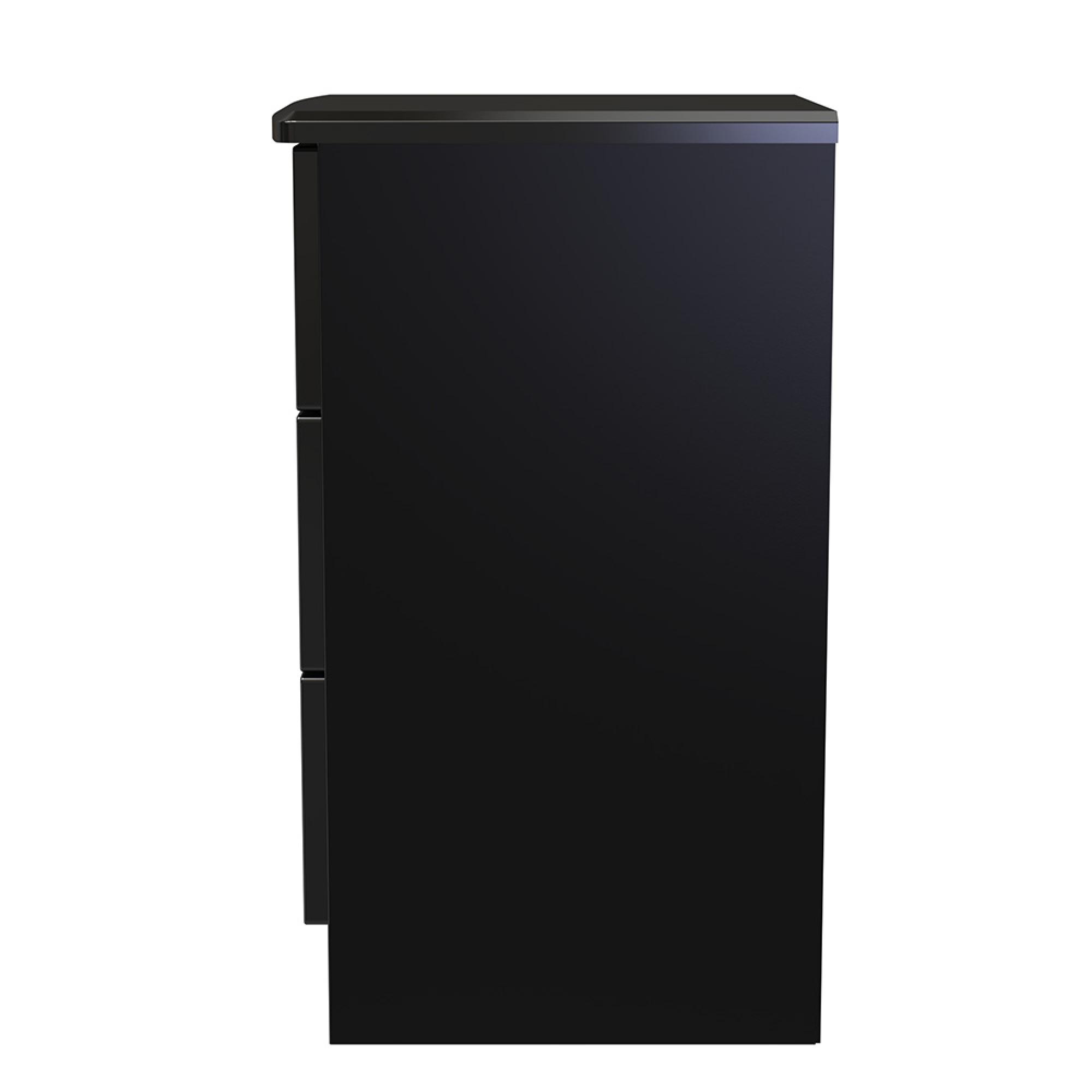Camden Bedside Cabinet - 3 Drawer - Black Gloss