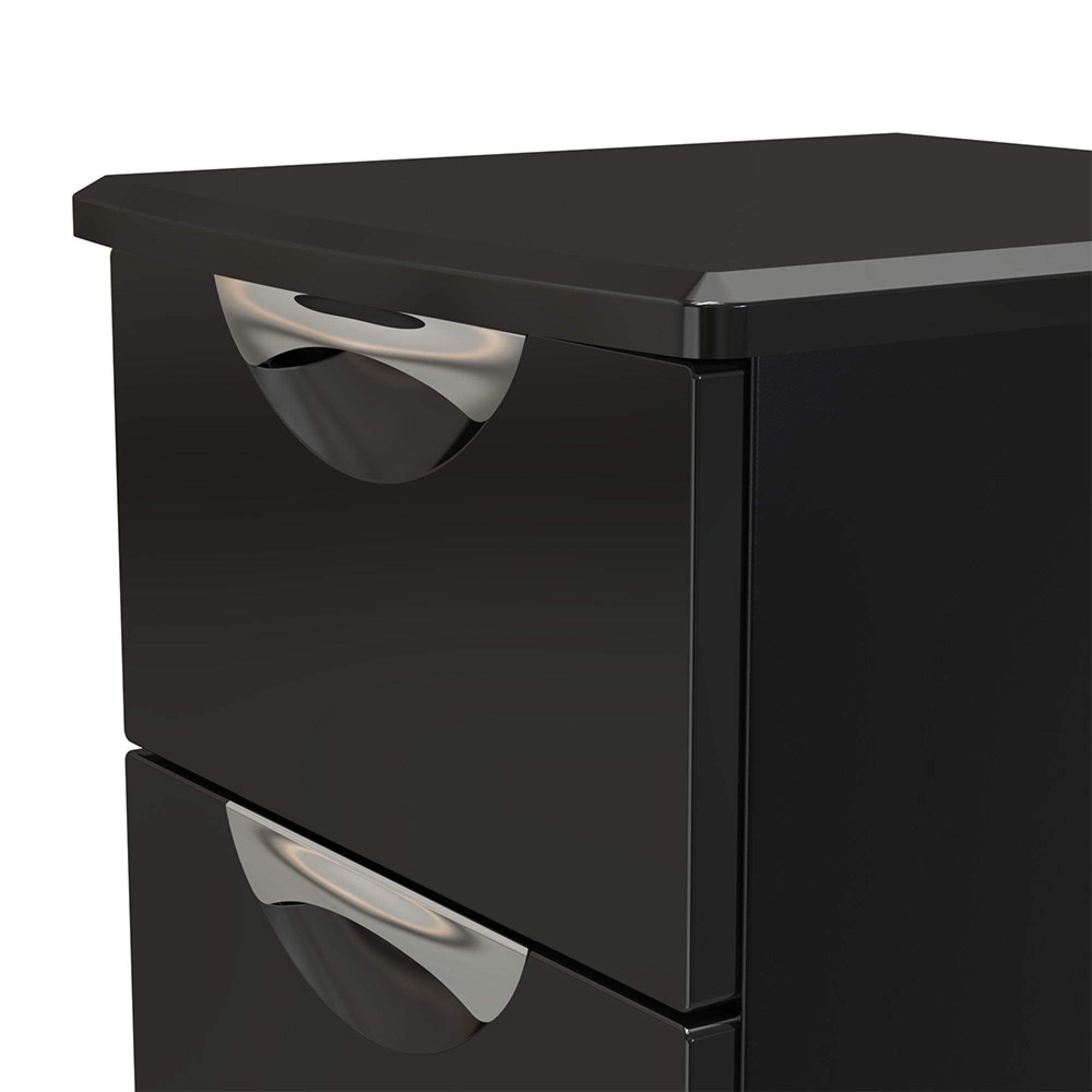 Camden Bedside Cabinet - 3 Drawer - Black Gloss
