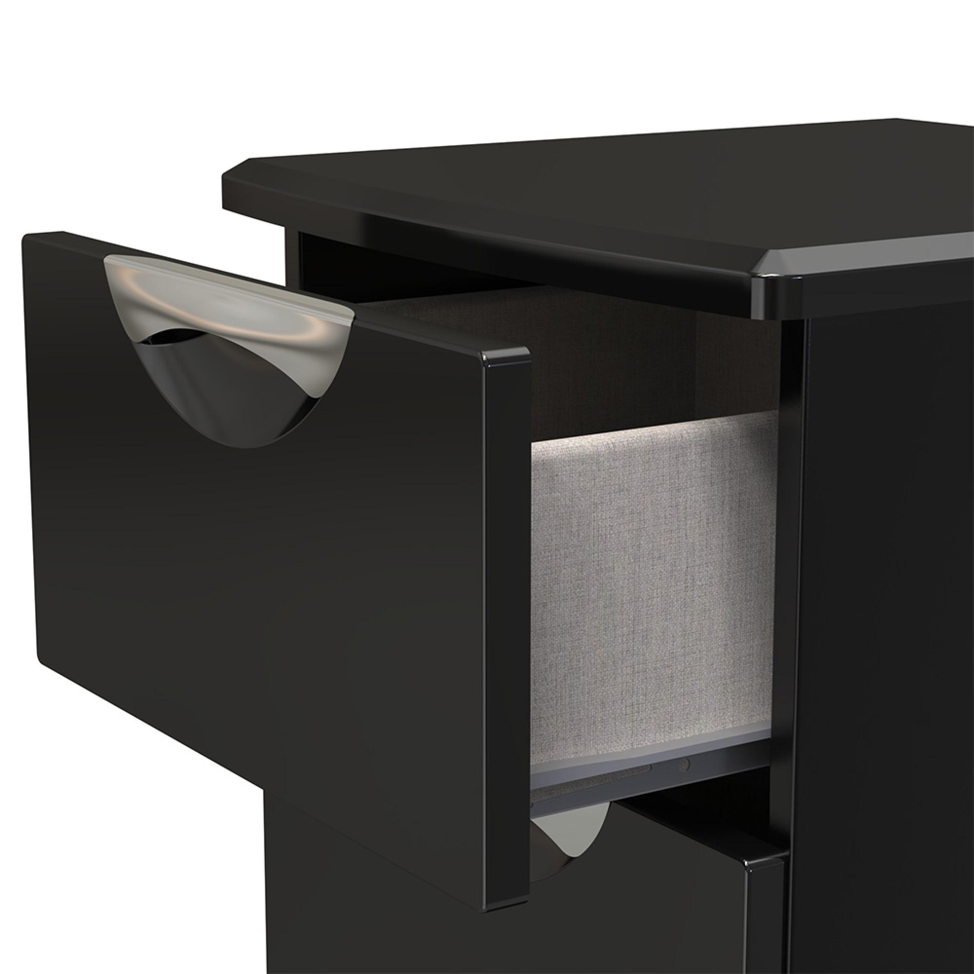 Camden Bedside Cabinet - 3 Drawer - Black Gloss