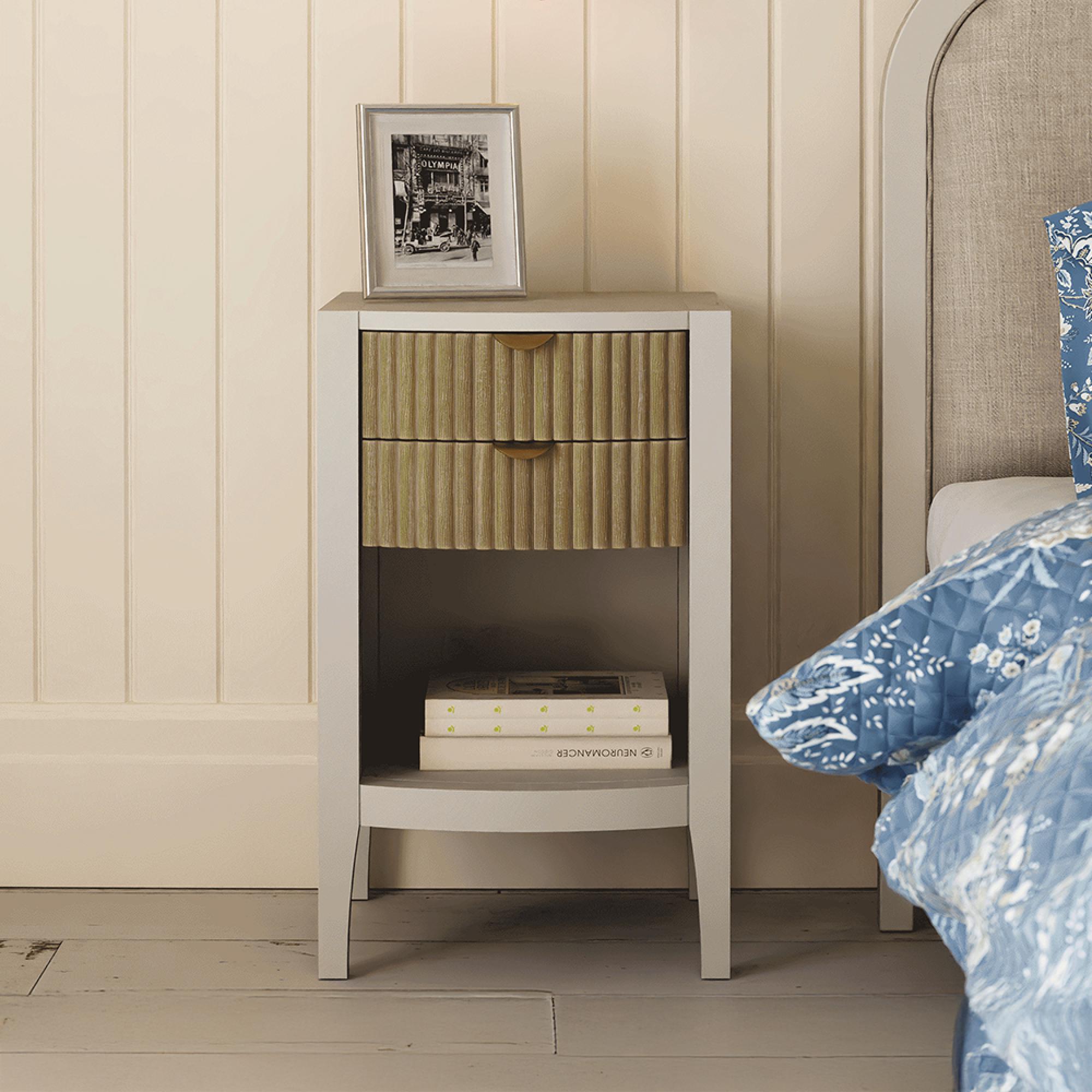 Abbeydale Bedside Table - 2 Drawer - Soft Natural Painted