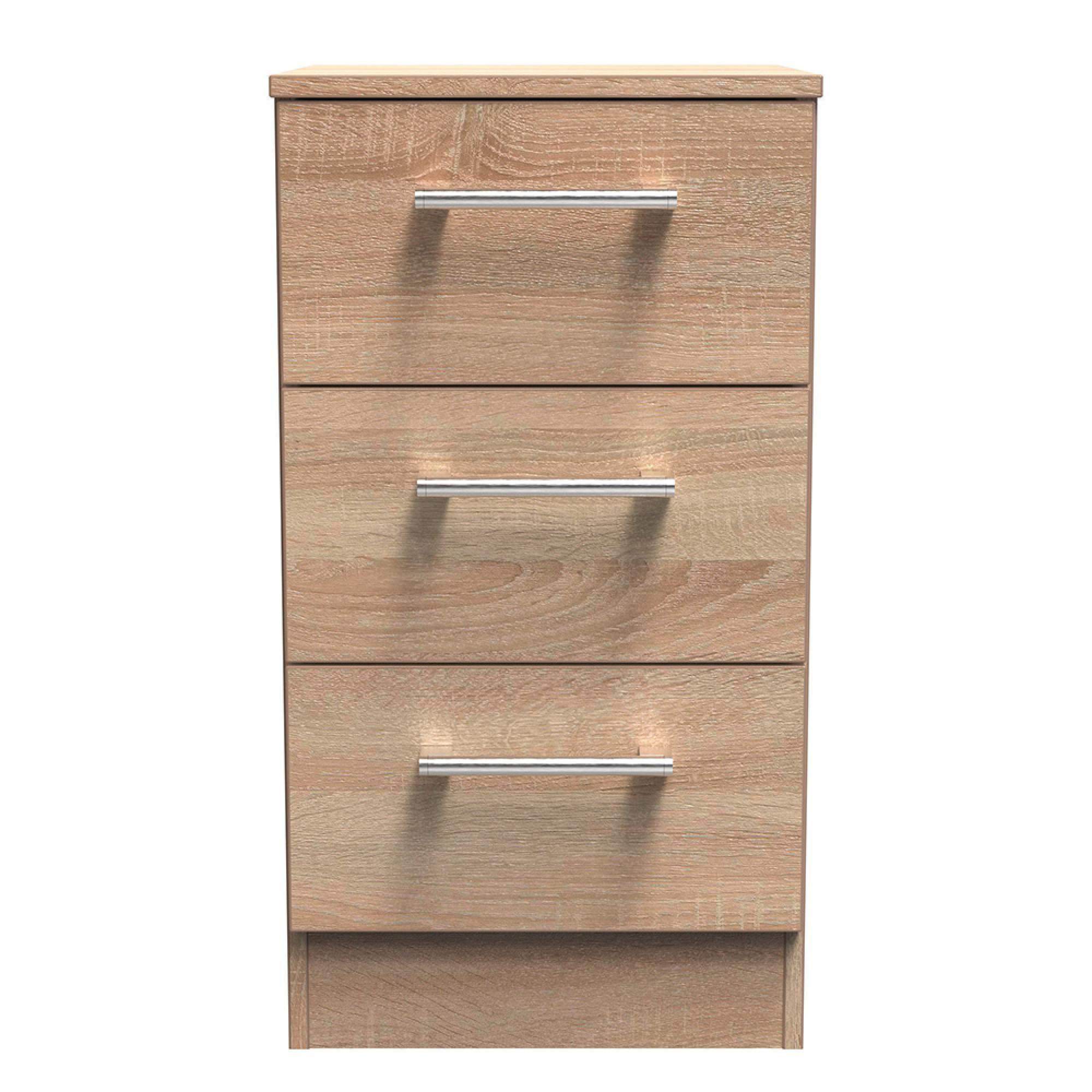 Devon Bedside Cabinet - 3 Drawer - Oak