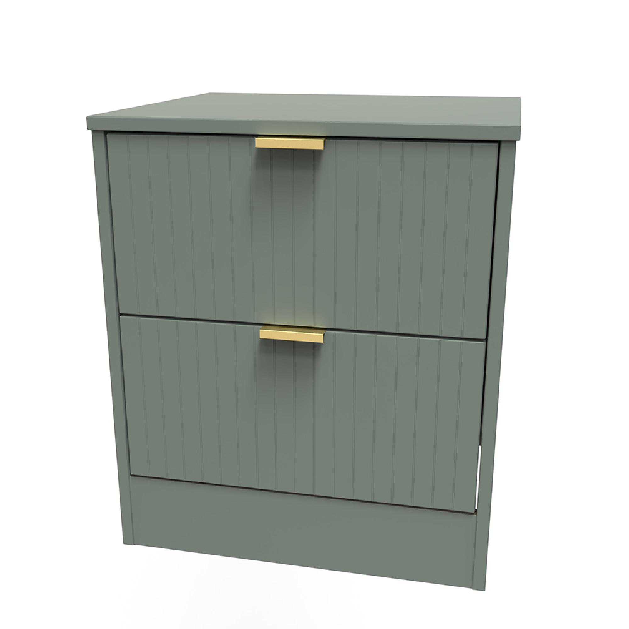 Nashville Bedside Cabinet - Midi - 2 Drawer - Green