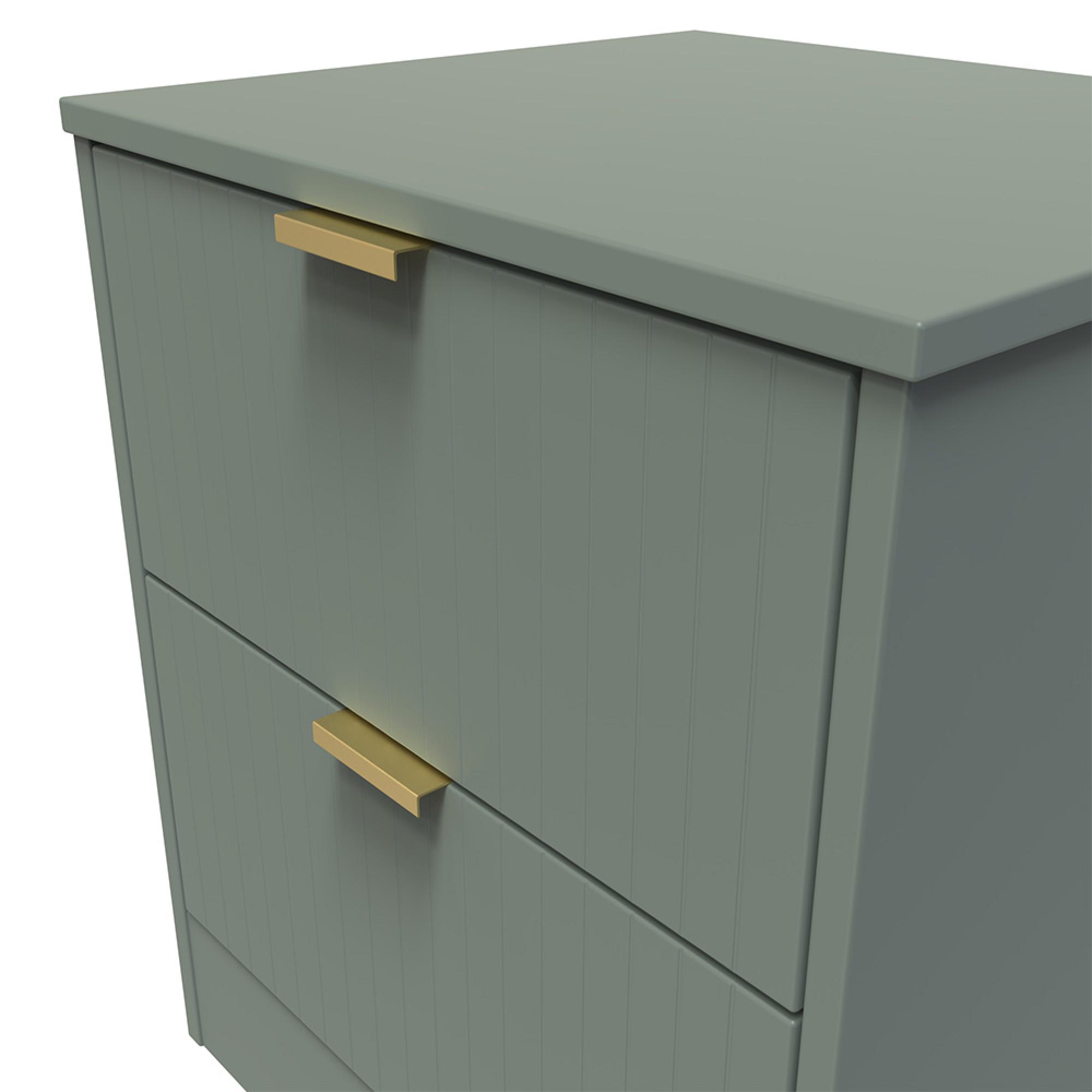 Nashville Bedside Cabinet - Midi - 2 Drawer - Green