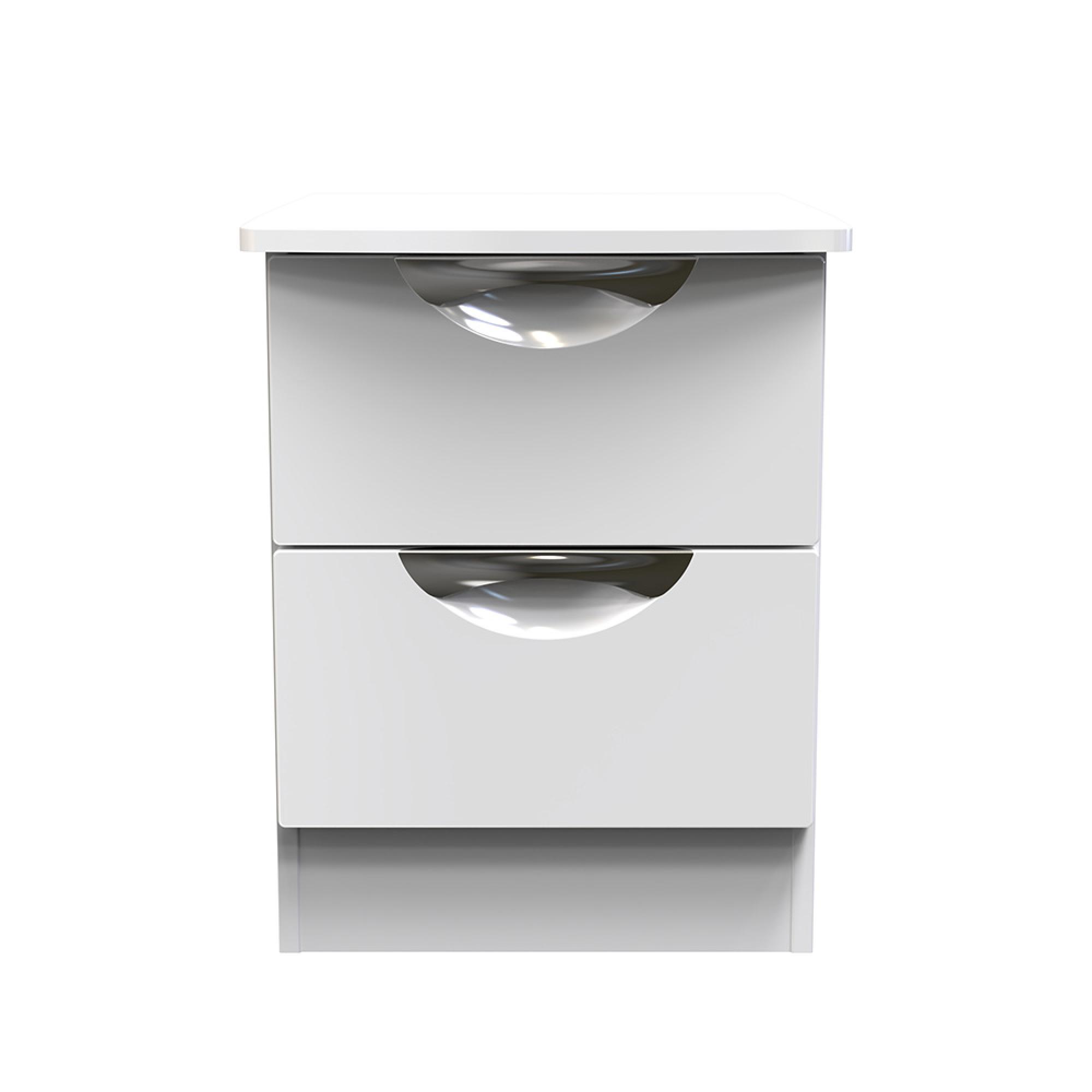 Camden Bedside Cabinet - 2 Drawer - White Gloss