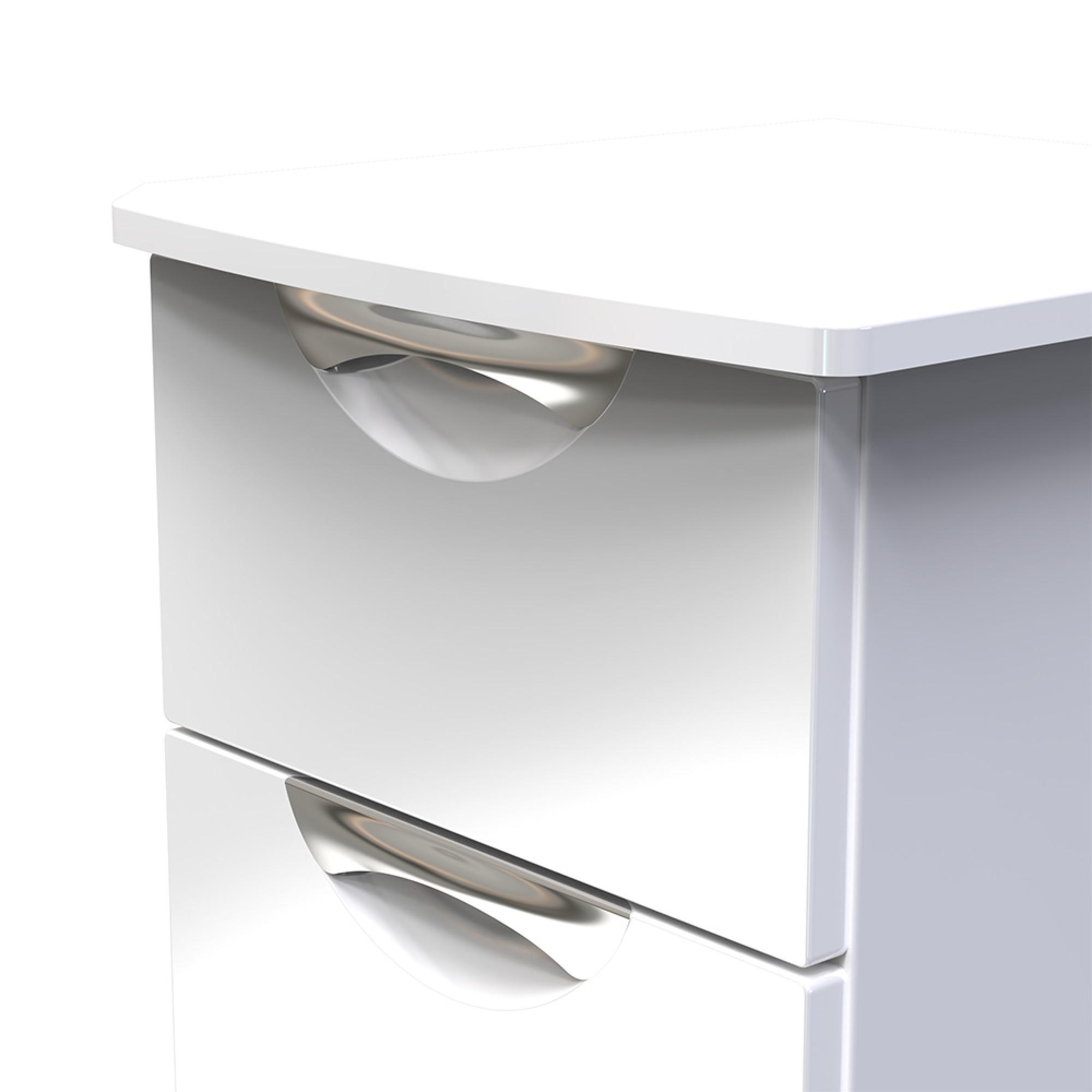 Camden Bedside Cabinet - 2 Drawer - White Gloss