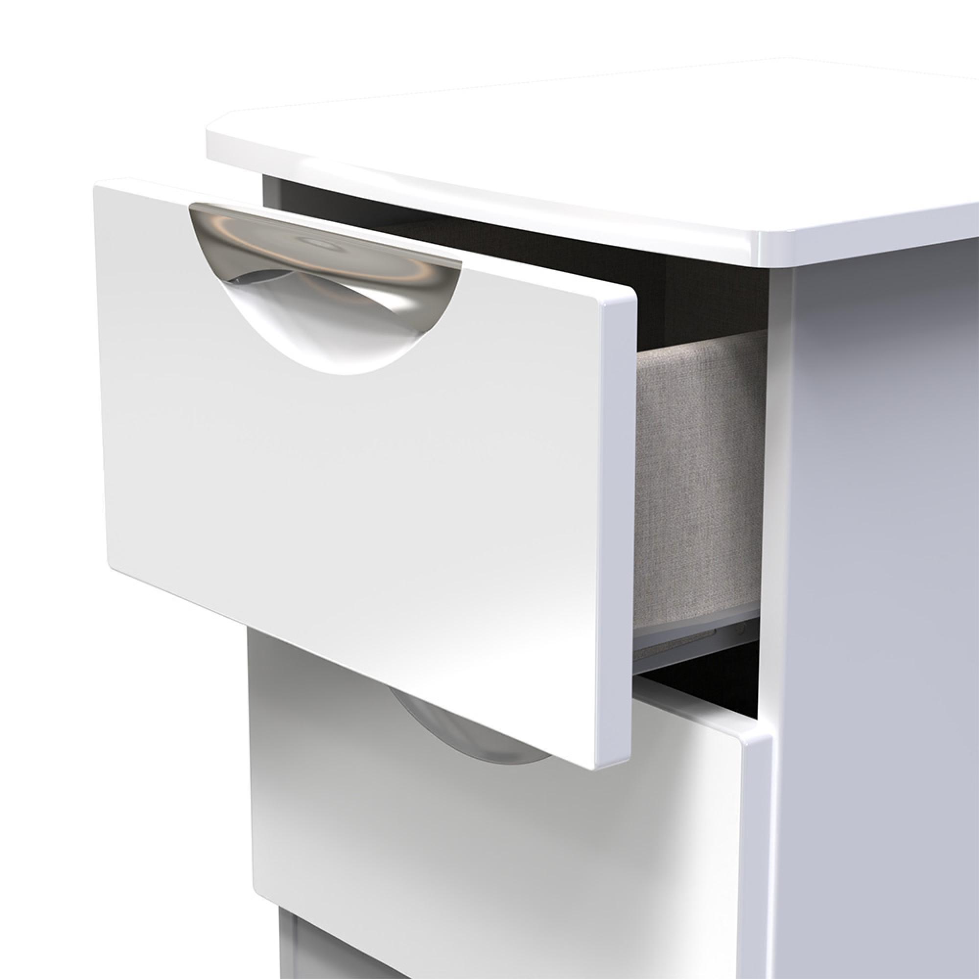 Camden Bedside Cabinet - 2 Drawer - White Gloss