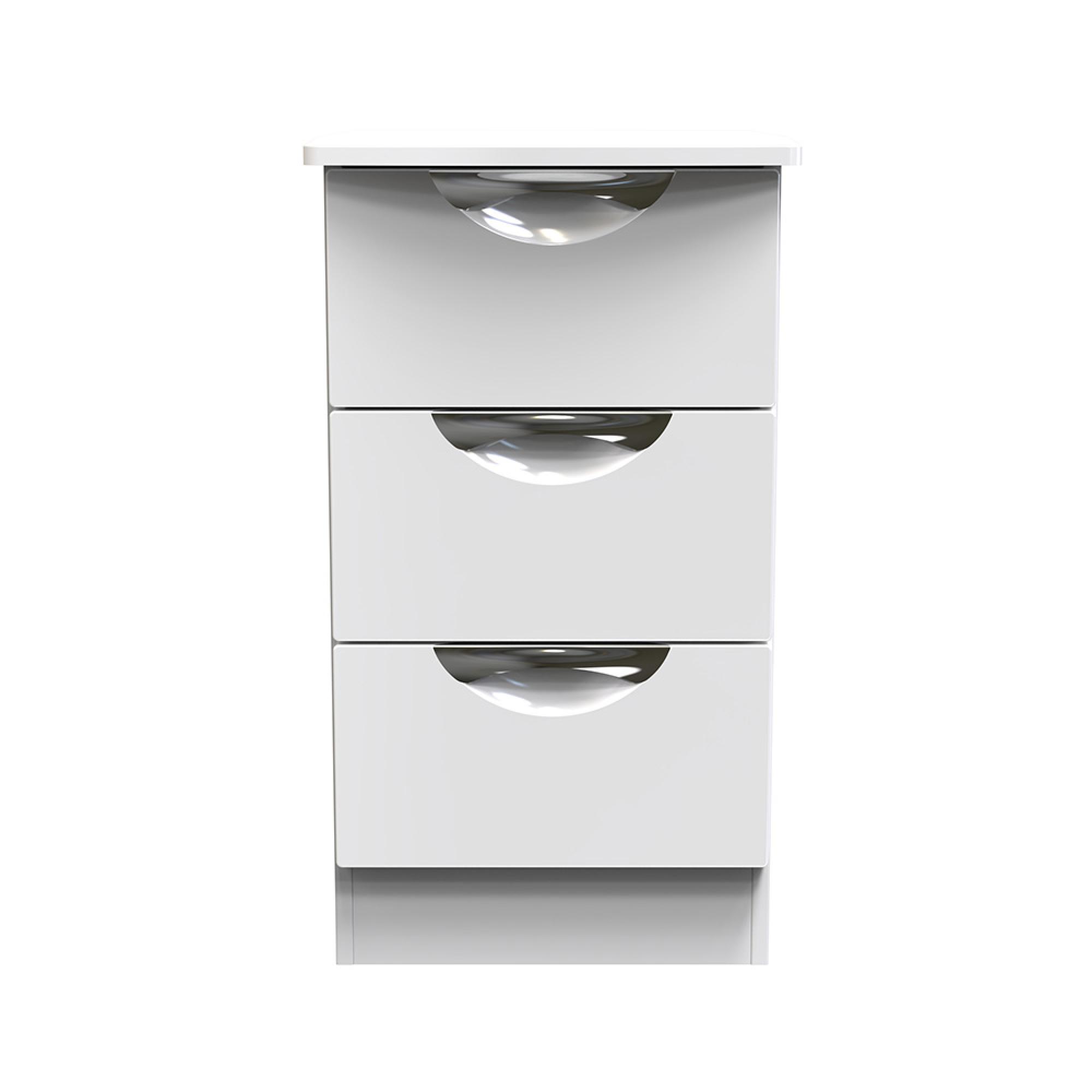 Camden Bedside Cabinet - 3 Drawer - White Gloss