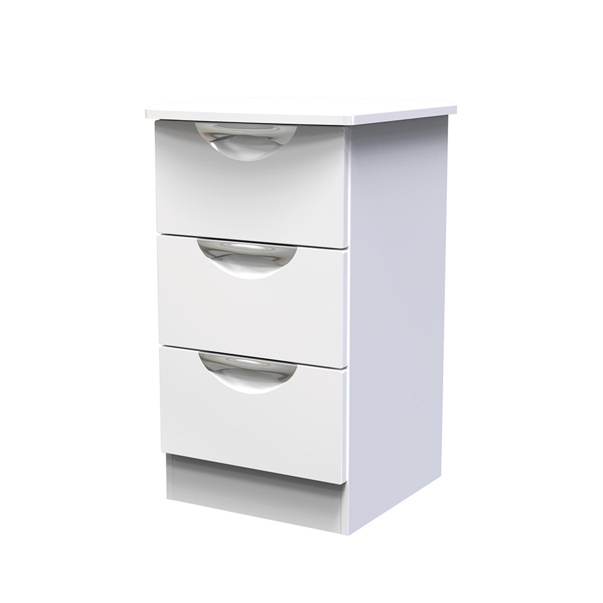 Camden Bedside Cabinet - 3 Drawer - White Gloss