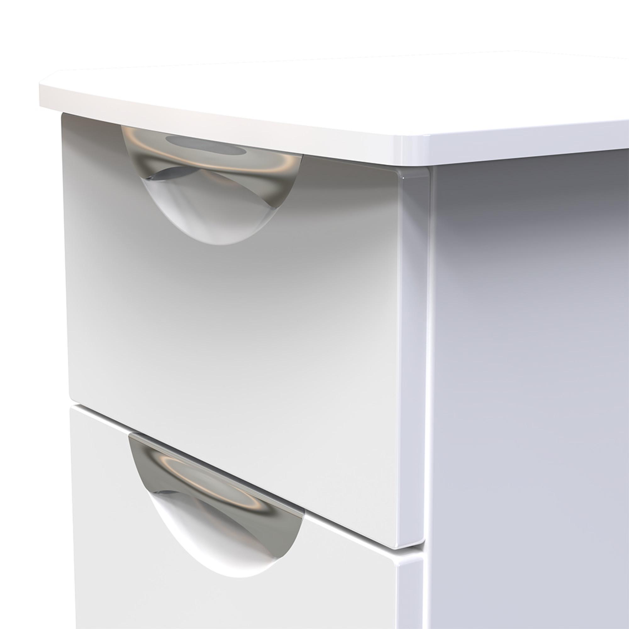 Camden Bedside Cabinet - 3 Drawer - White Gloss