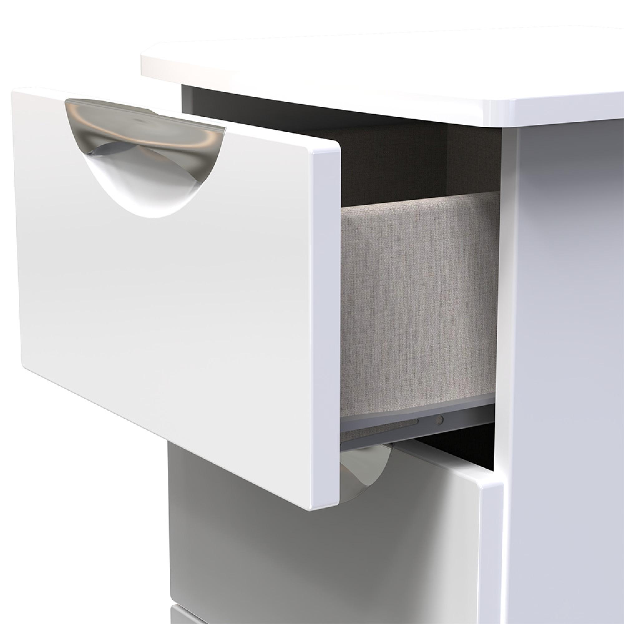 Camden Bedside Cabinet - 3 Drawer - White Gloss