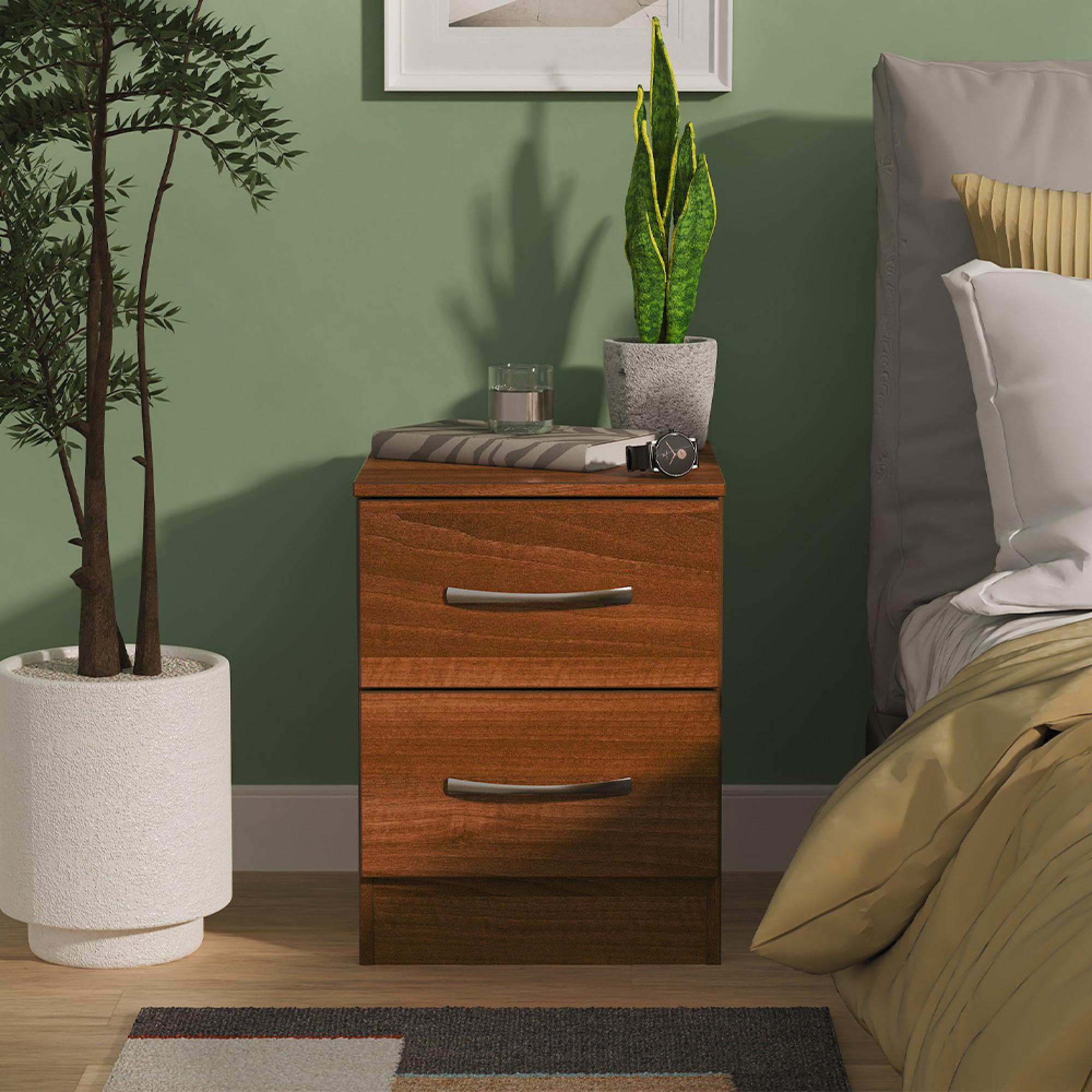 Avon Bedside Cabinet - 2 Drawer - Walnut