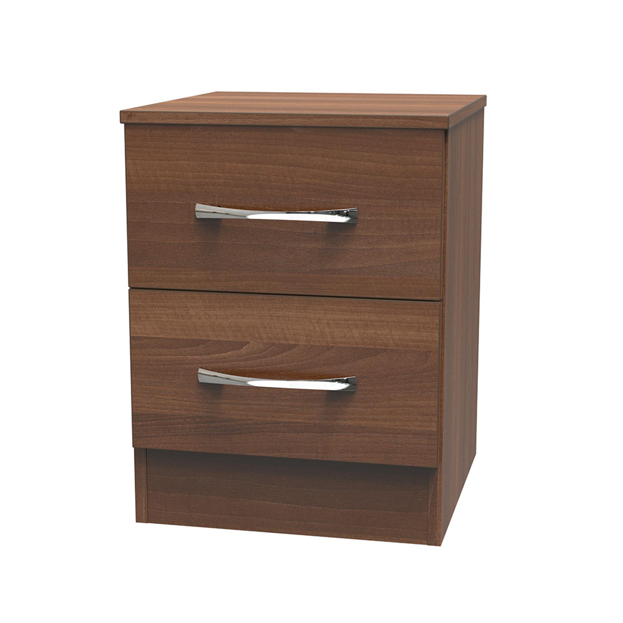 Avon Bedside Cabinet - 2 Drawer - Walnut