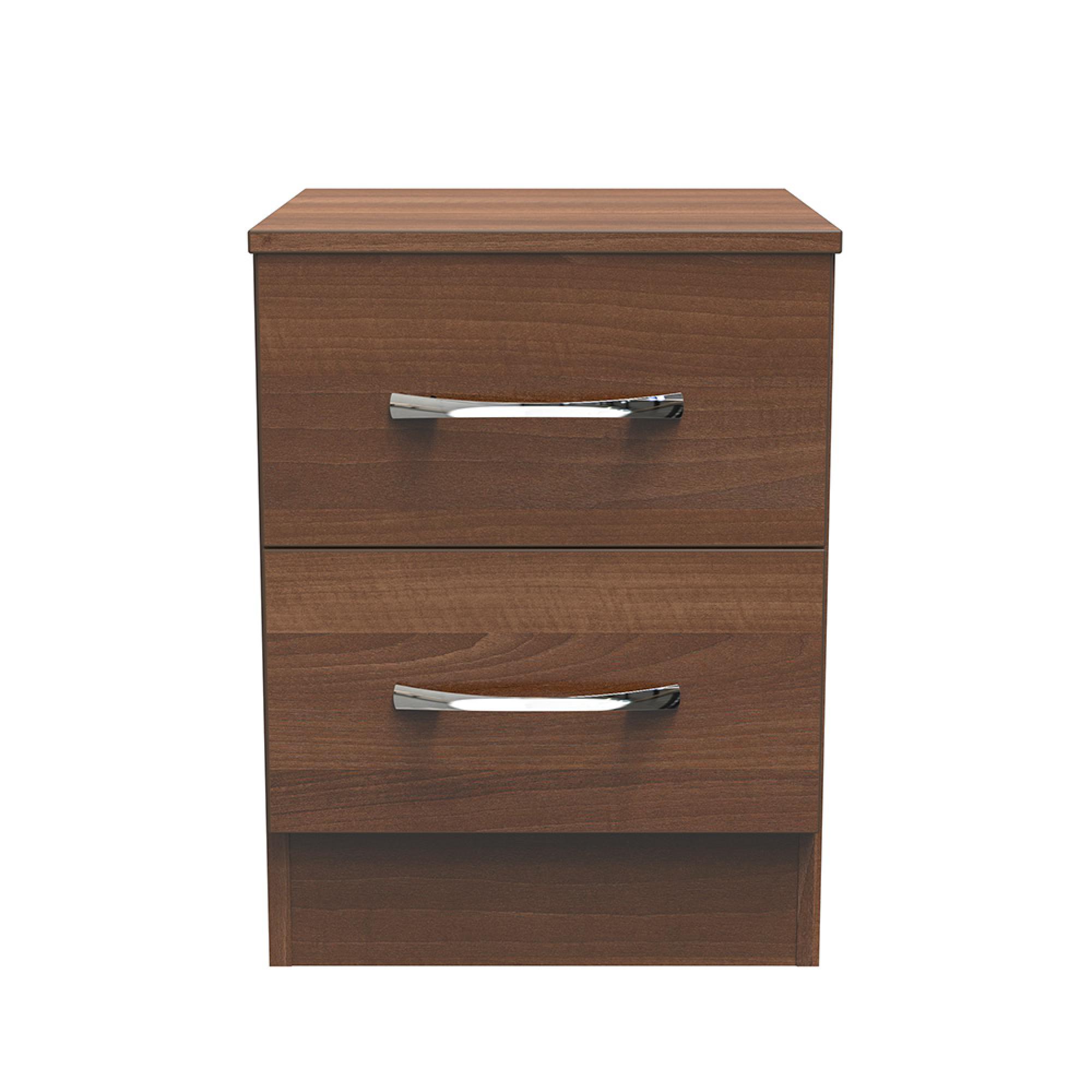Avon Bedside Cabinet - 2 Drawer - Walnut