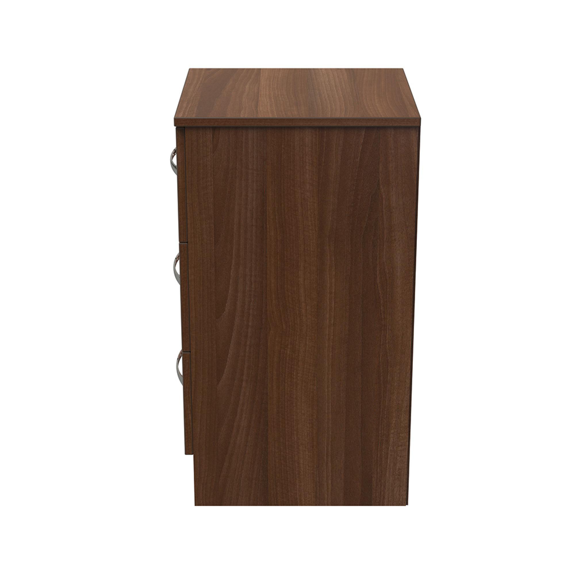 Avon Bedside Cabinet - 3 Drawer - Walnut