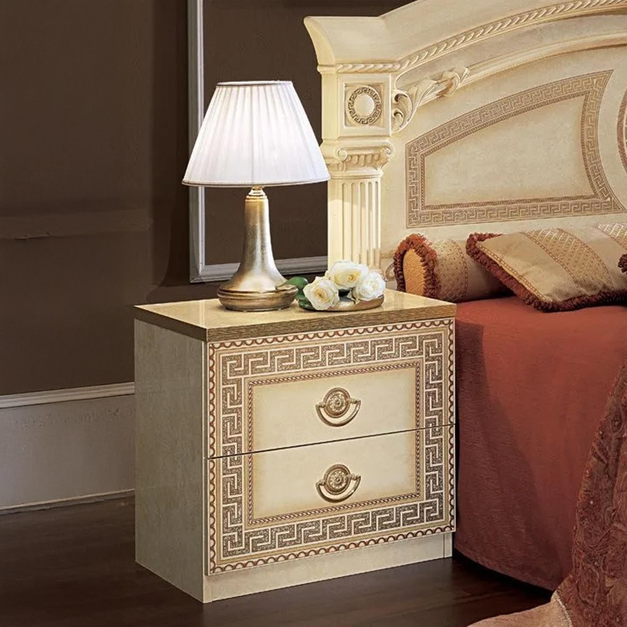 Clearance - Aida Bedside Cabinet - 2 Drawer - Ivory - A605
