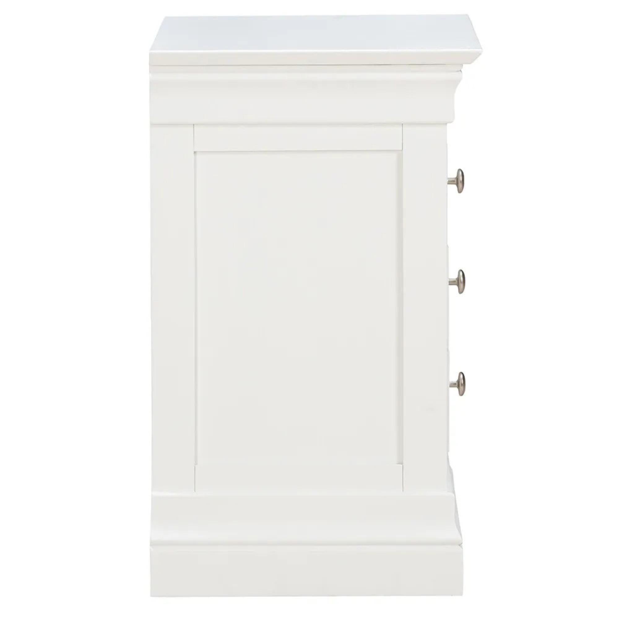 Paisley Bedside Cabinet - 3 Drawer - White Painted