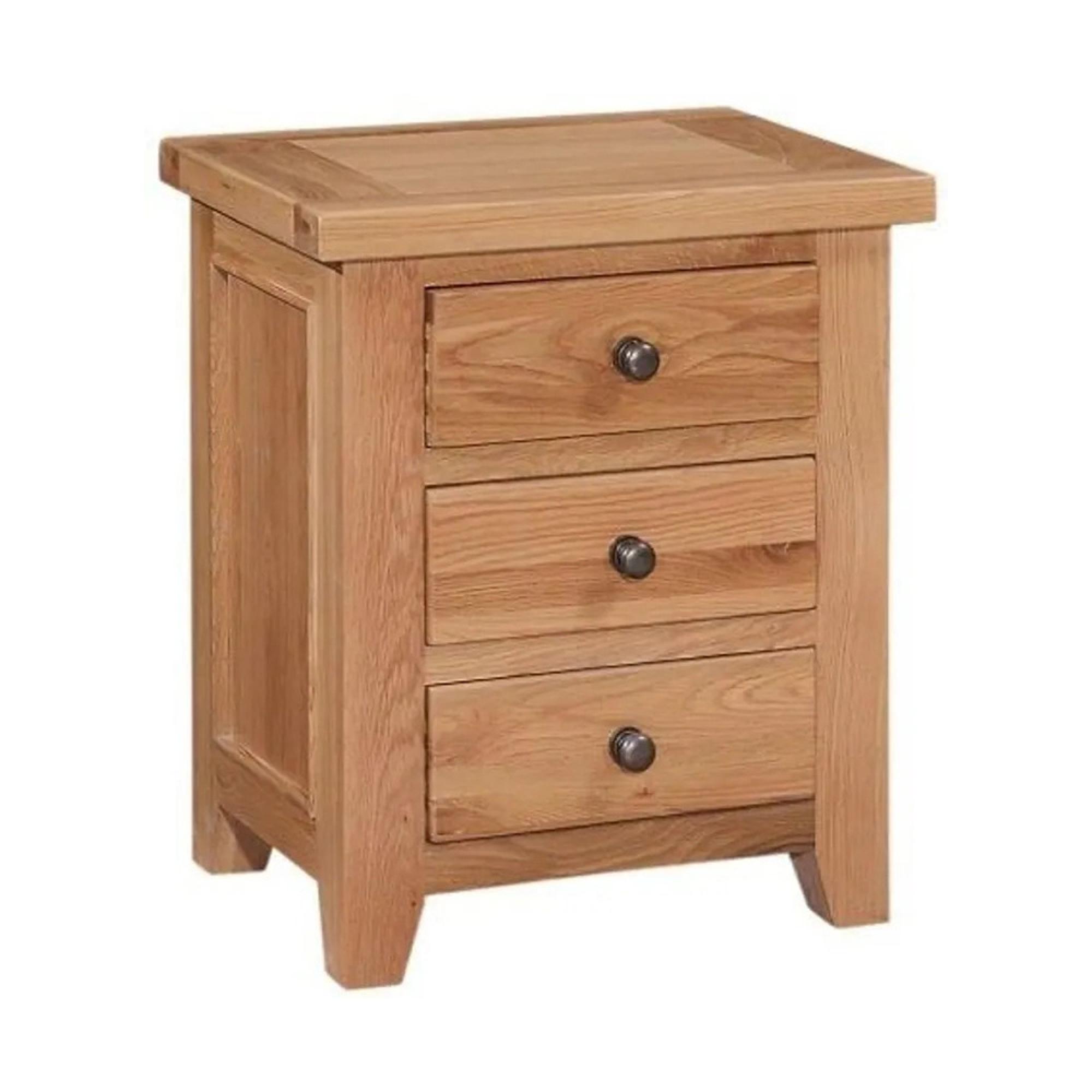 Appleby Bedside Table - 3 Drawer - Narrow - 55cm - Oak