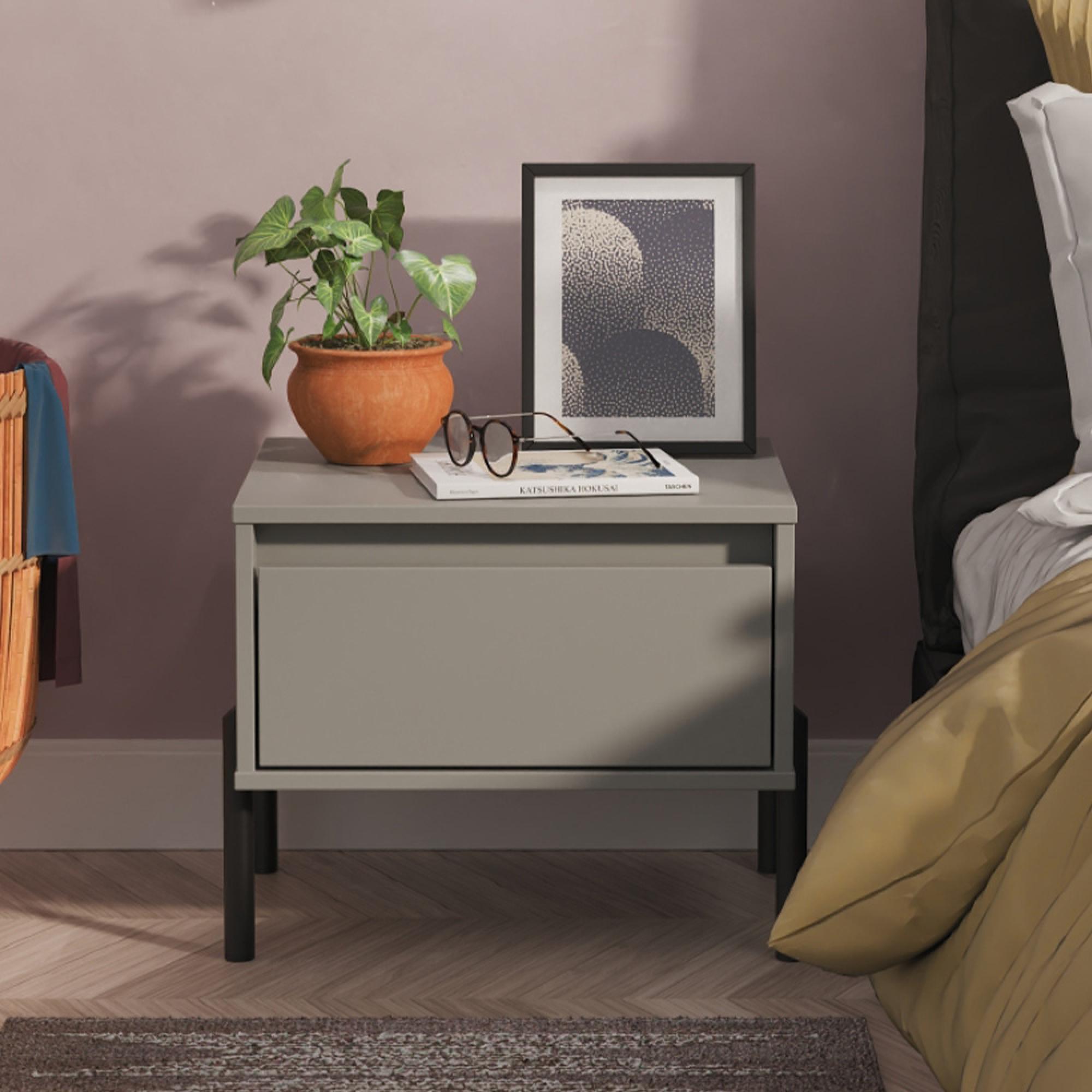 Leona Bedside Table - 1 Drawer - Dusk Grey