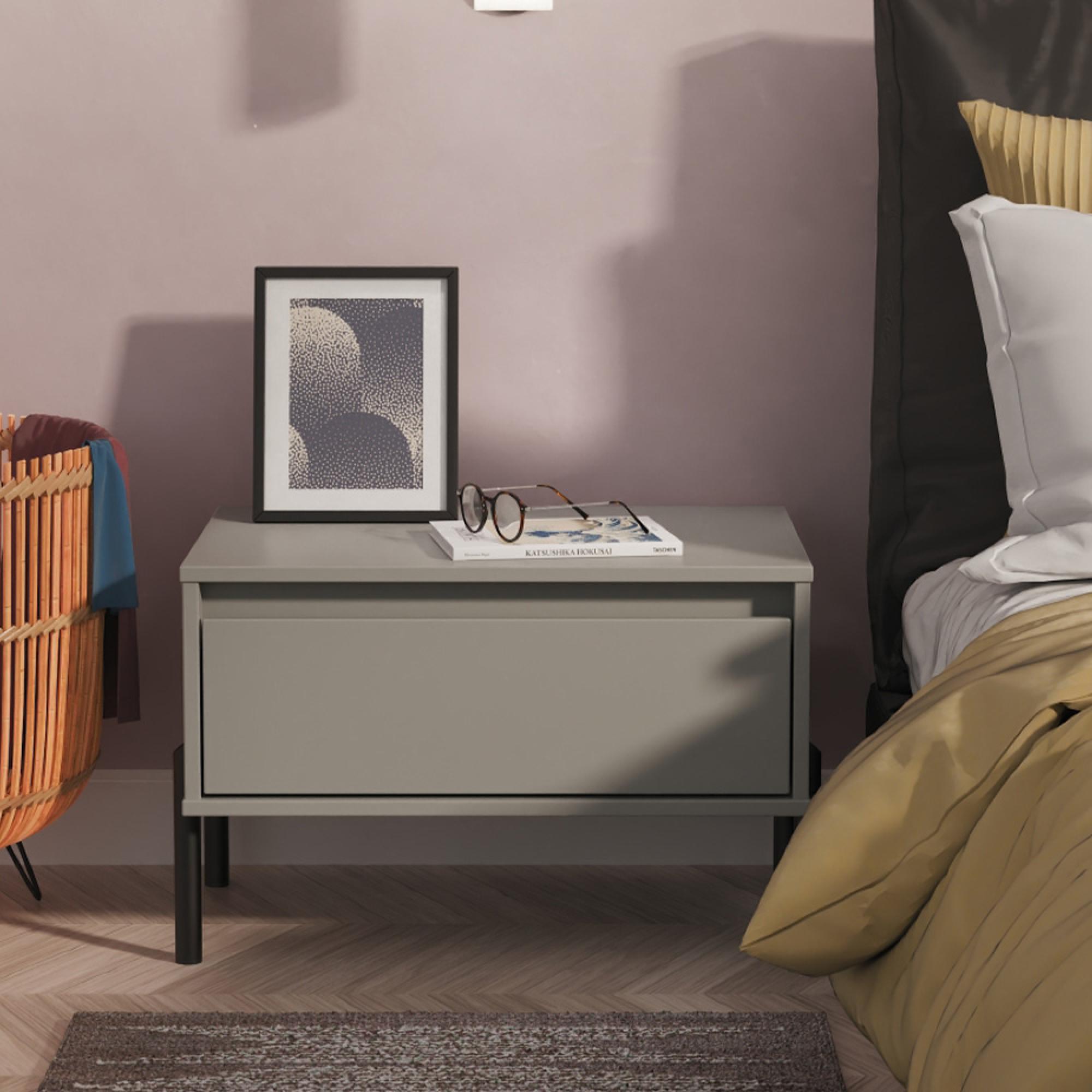 Leona Bedside Table - 1 Drawer - Midi - Dusk Grey