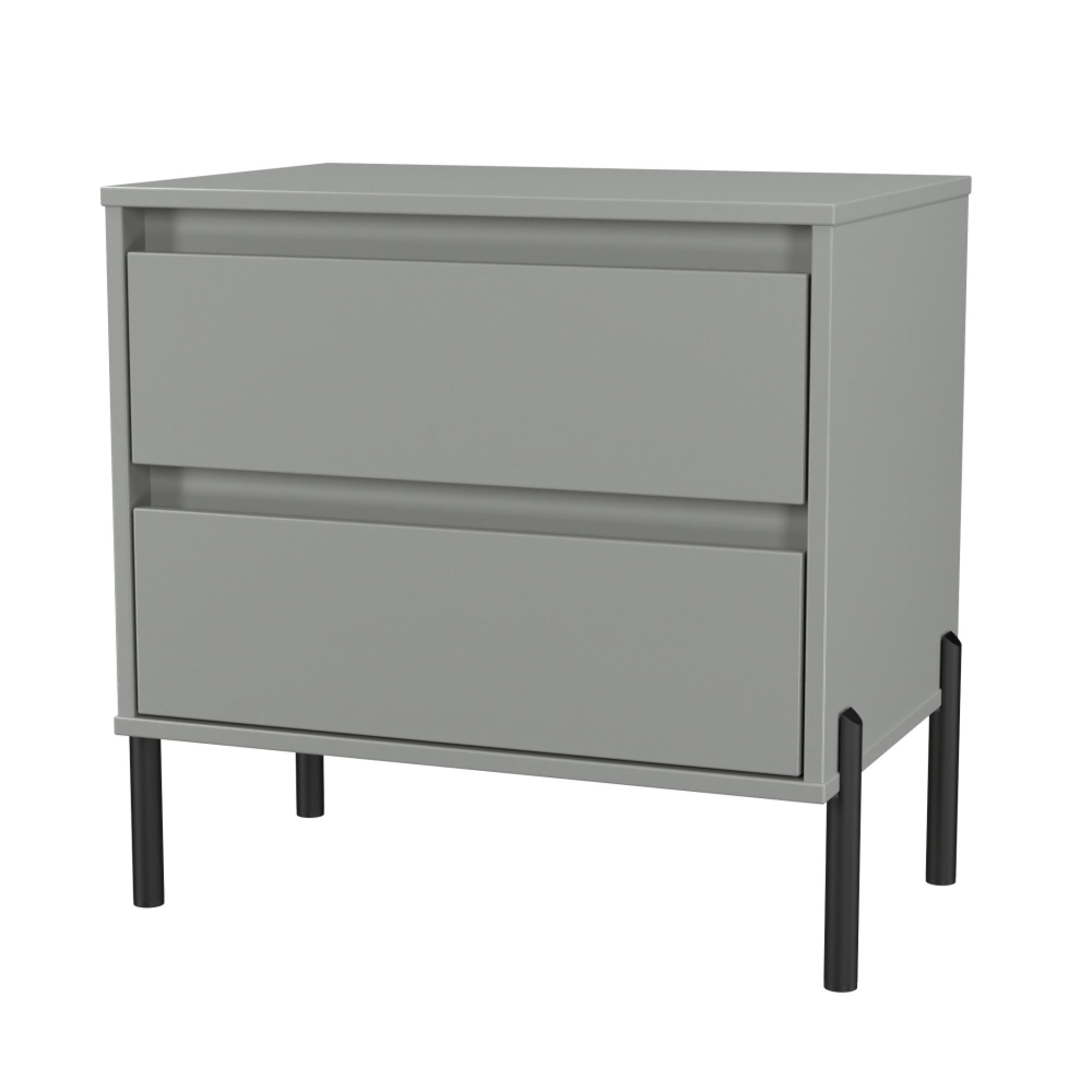Leona Bedside Cabinet - 2 Drawer - Midi - Dusk Grey