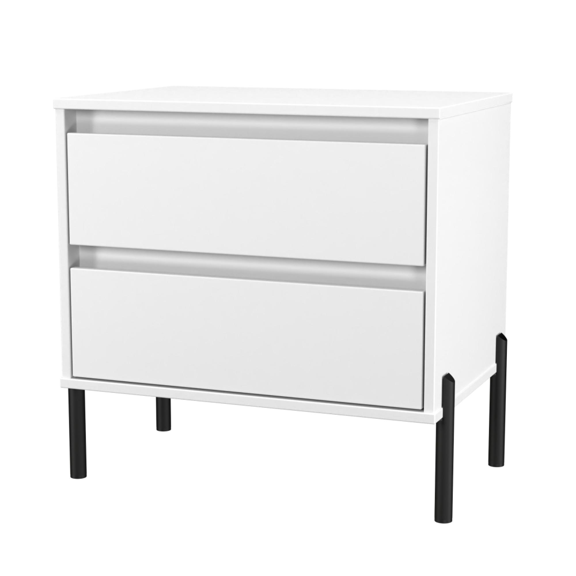 Leona Bedside Cabinet - 2 Drawer - Midi - White Matt