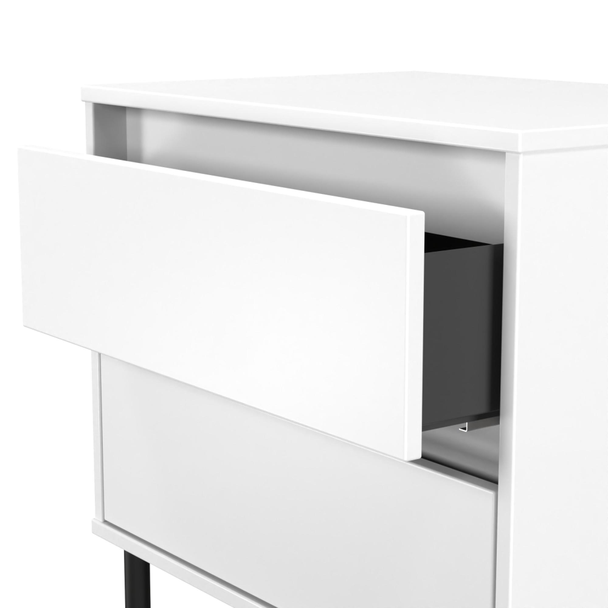 Leona Bedside Cabinet - 2 Drawer - Midi - White Matt