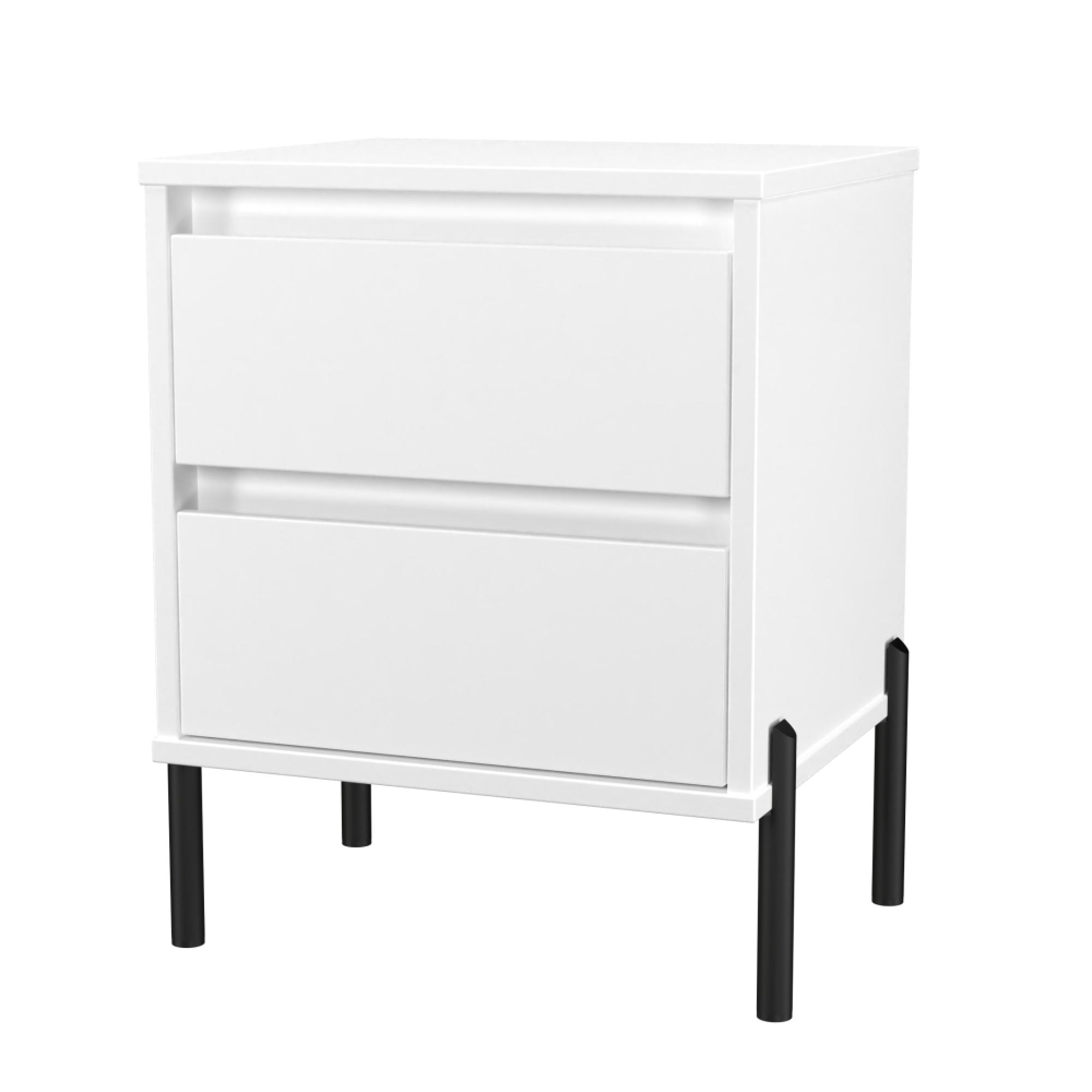 Leona Bedside Cabinet - 2 Drawer - White Matt
