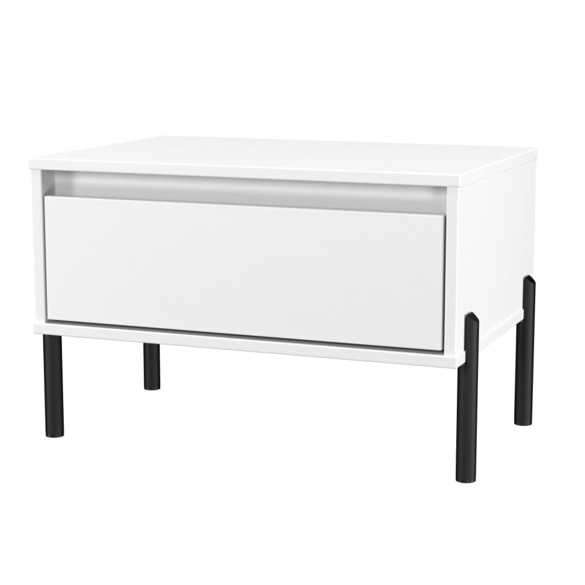 Leona Bedside Table - 1 Drawer - Midi - White Matt