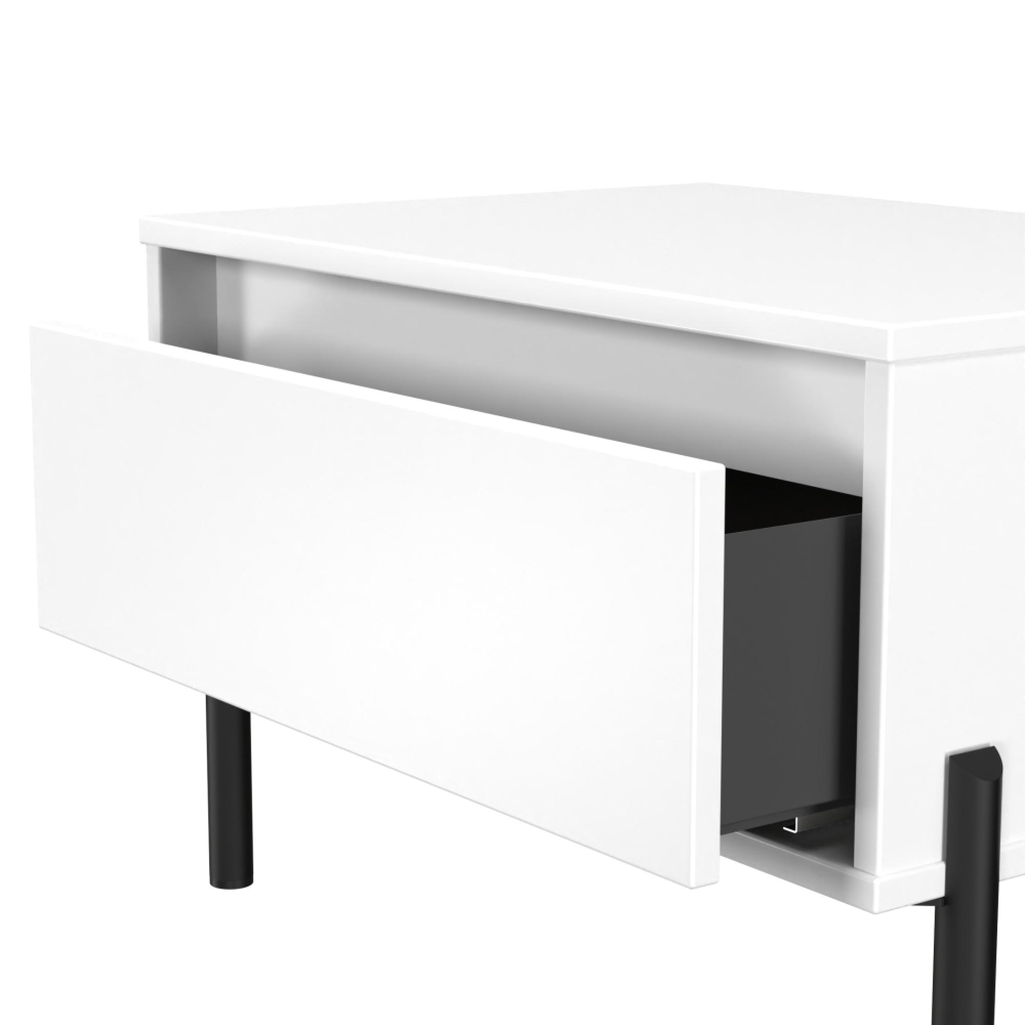 Leona Bedside Table - 1 Drawer - Midi - White Matt