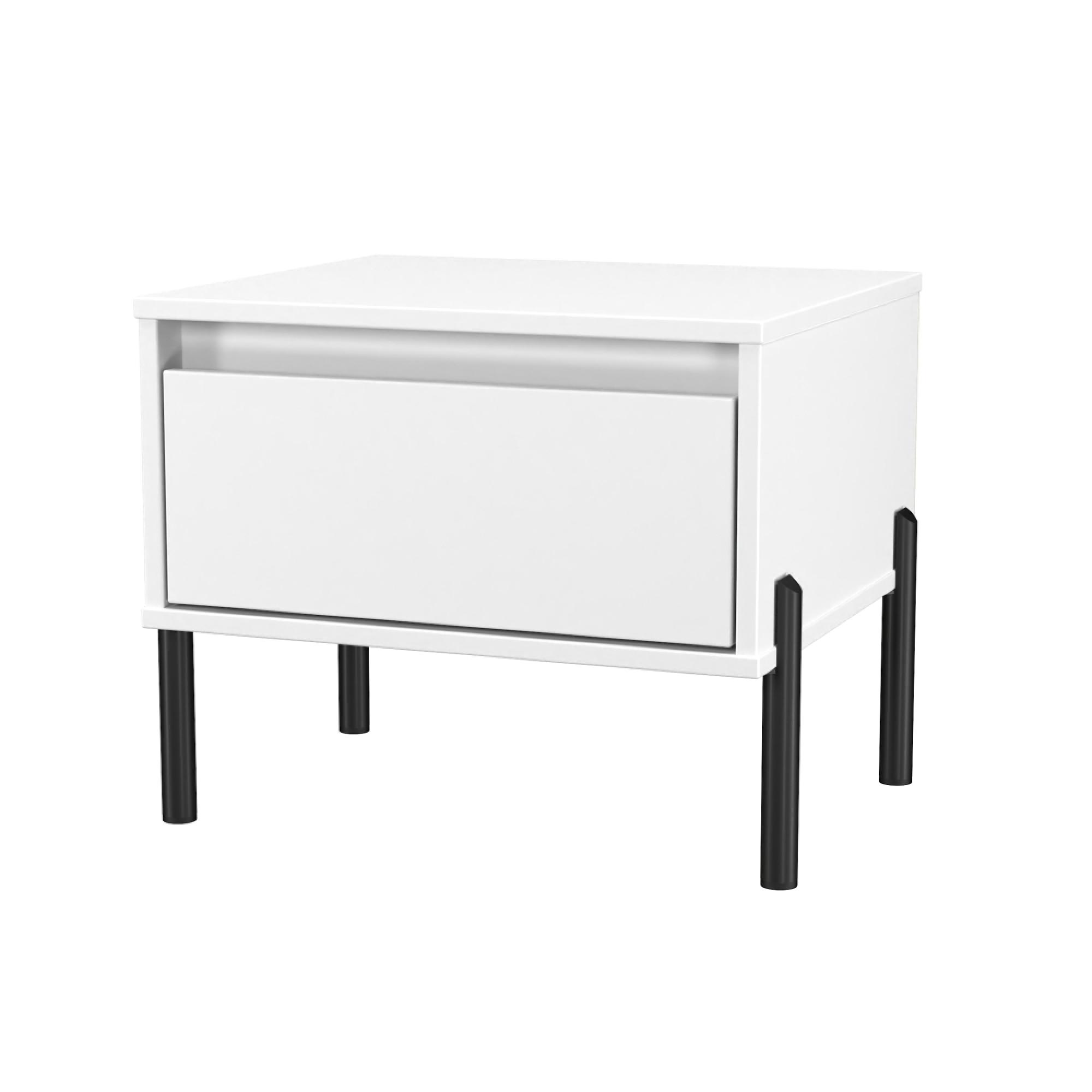Leona Bedside Table - 1 Drawer - White Matt