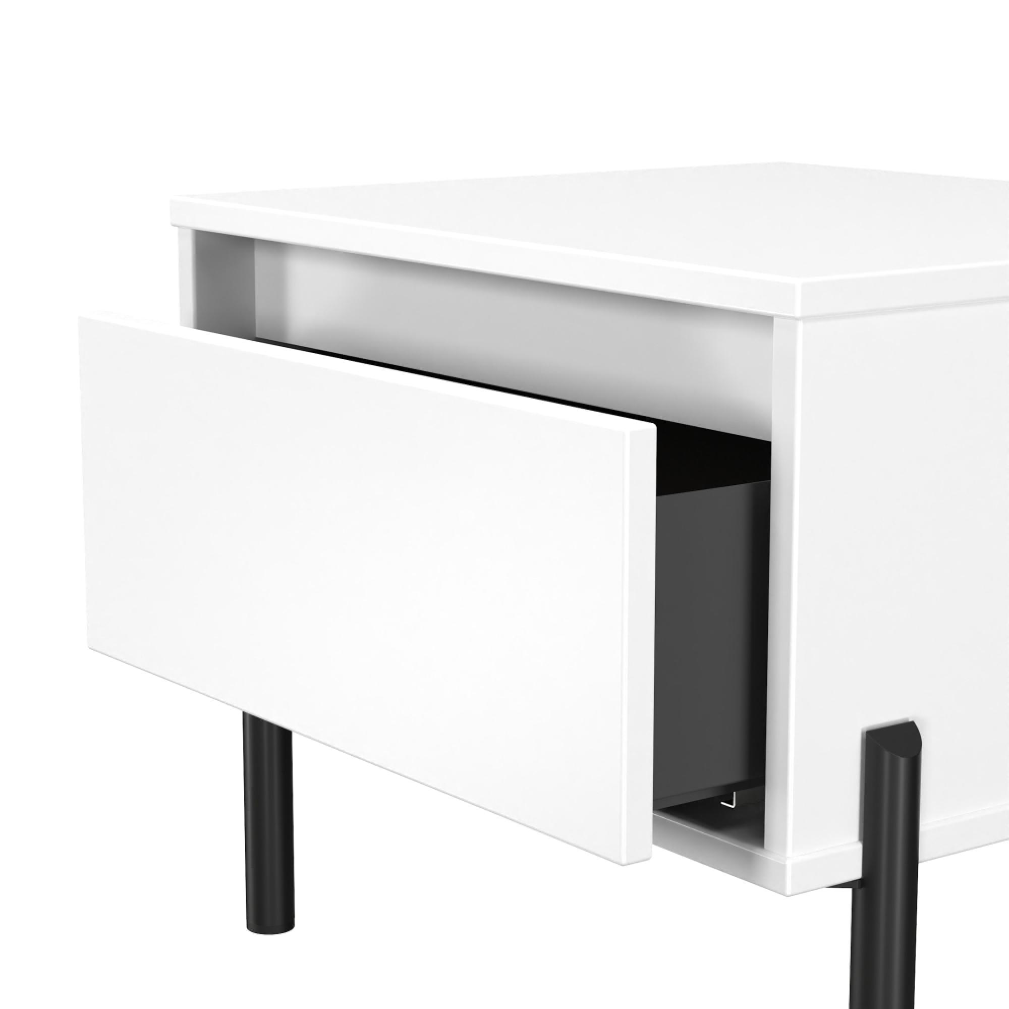Leona Bedside Table - 1 Drawer - White Matt