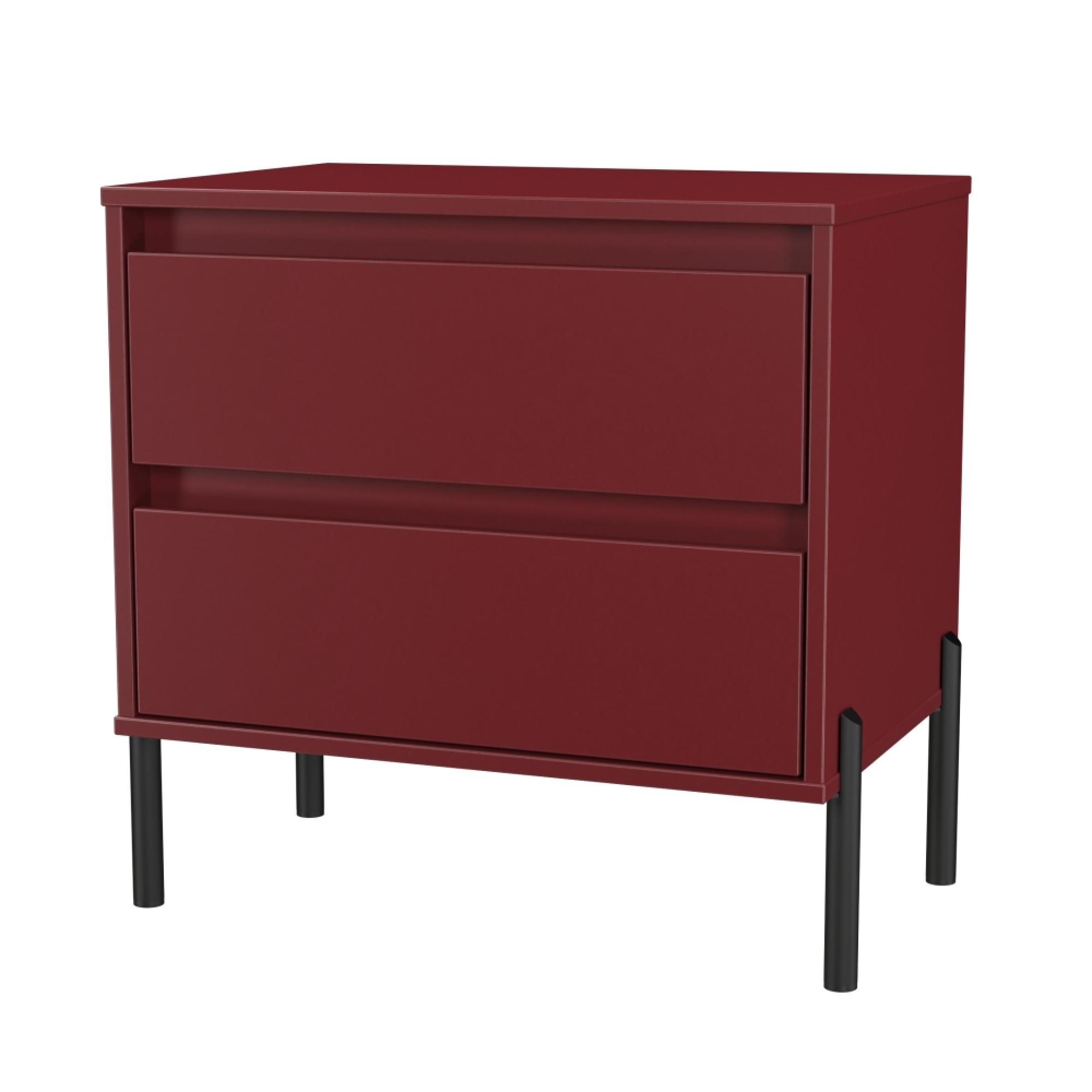 Leona Bedside Cabinet - 2 Drawer - Midi - Red Matt