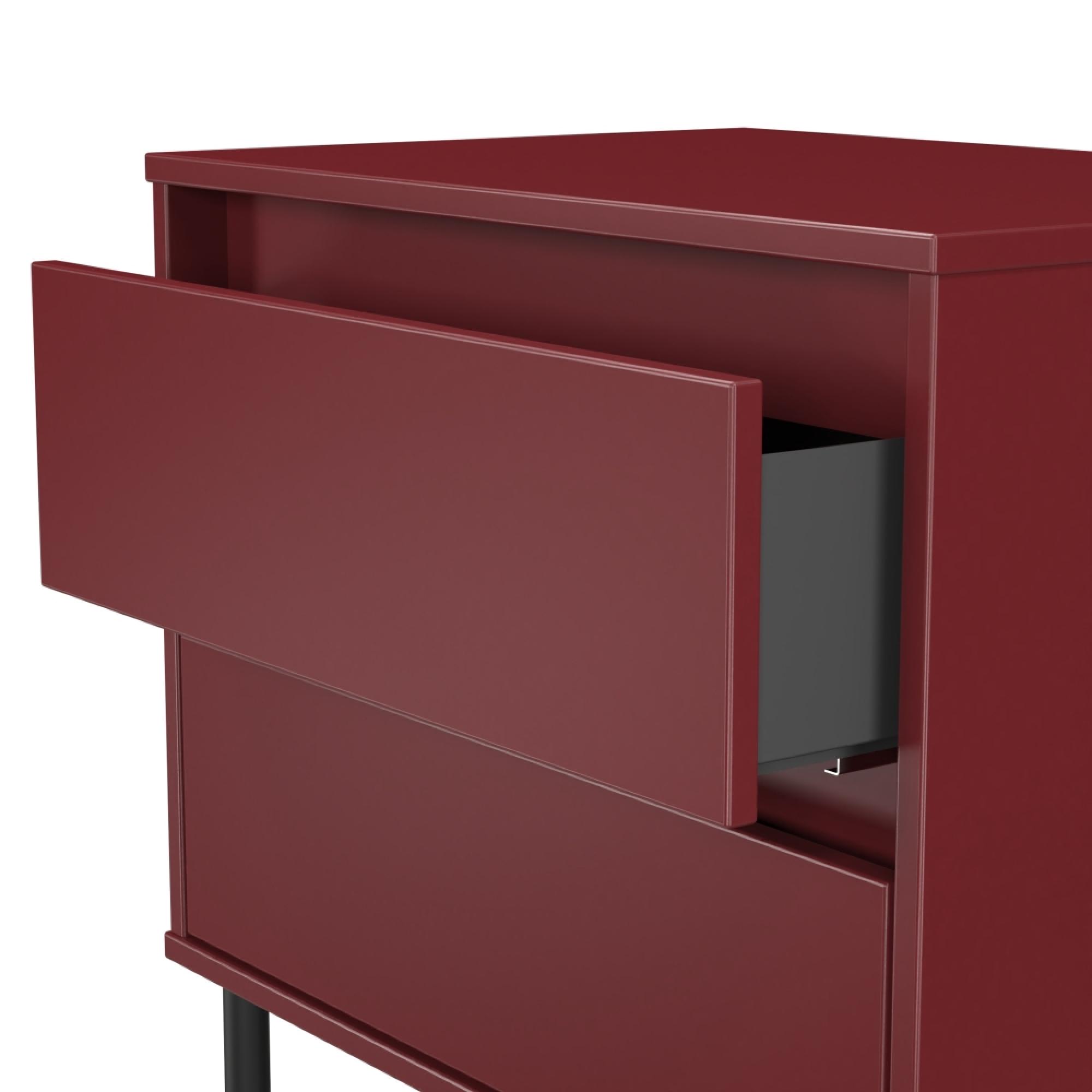 Leona Bedside Cabinet - 2 Drawer - Midi - Red Matt