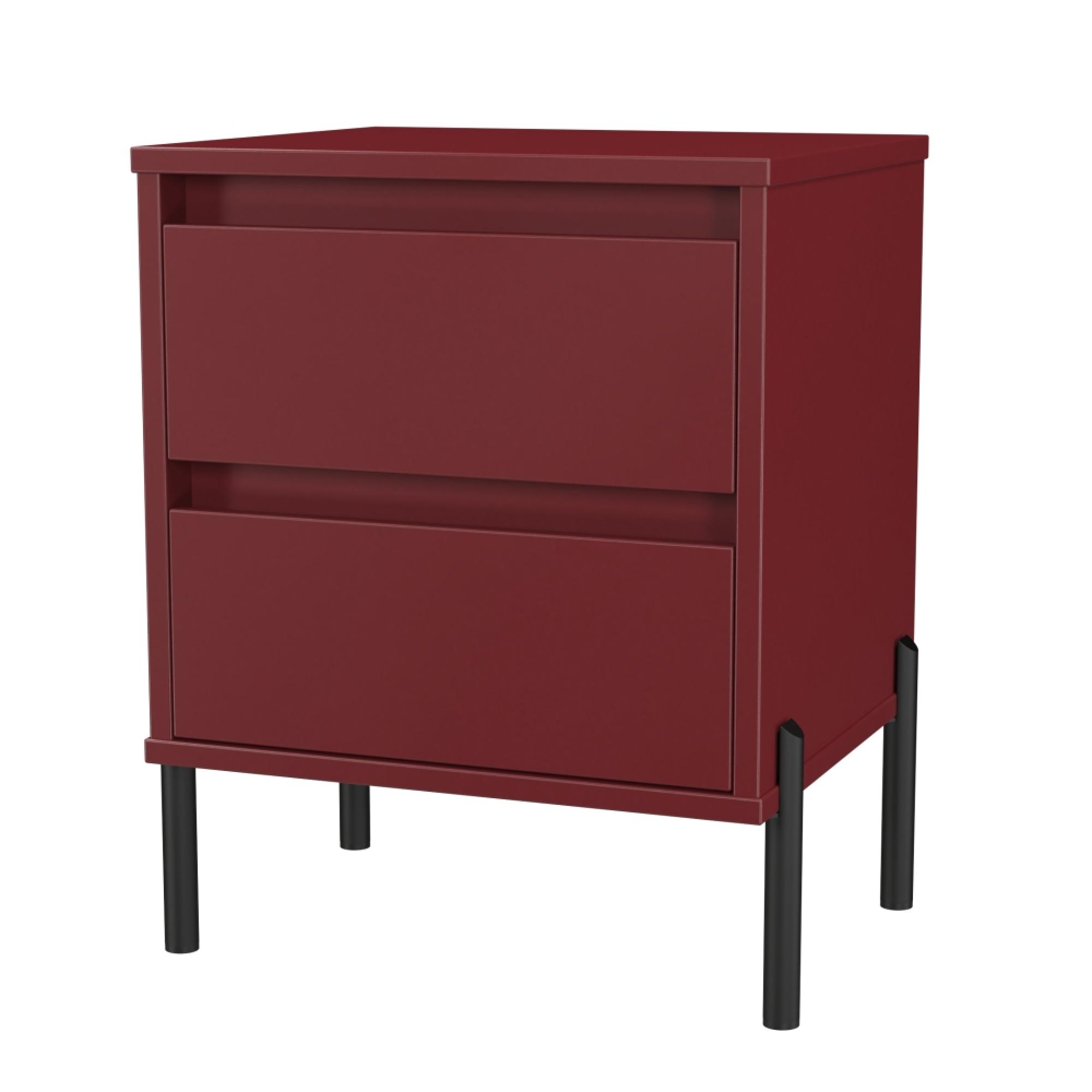 Leona Bedside Cabinet - 2 Drawer - Red Matt