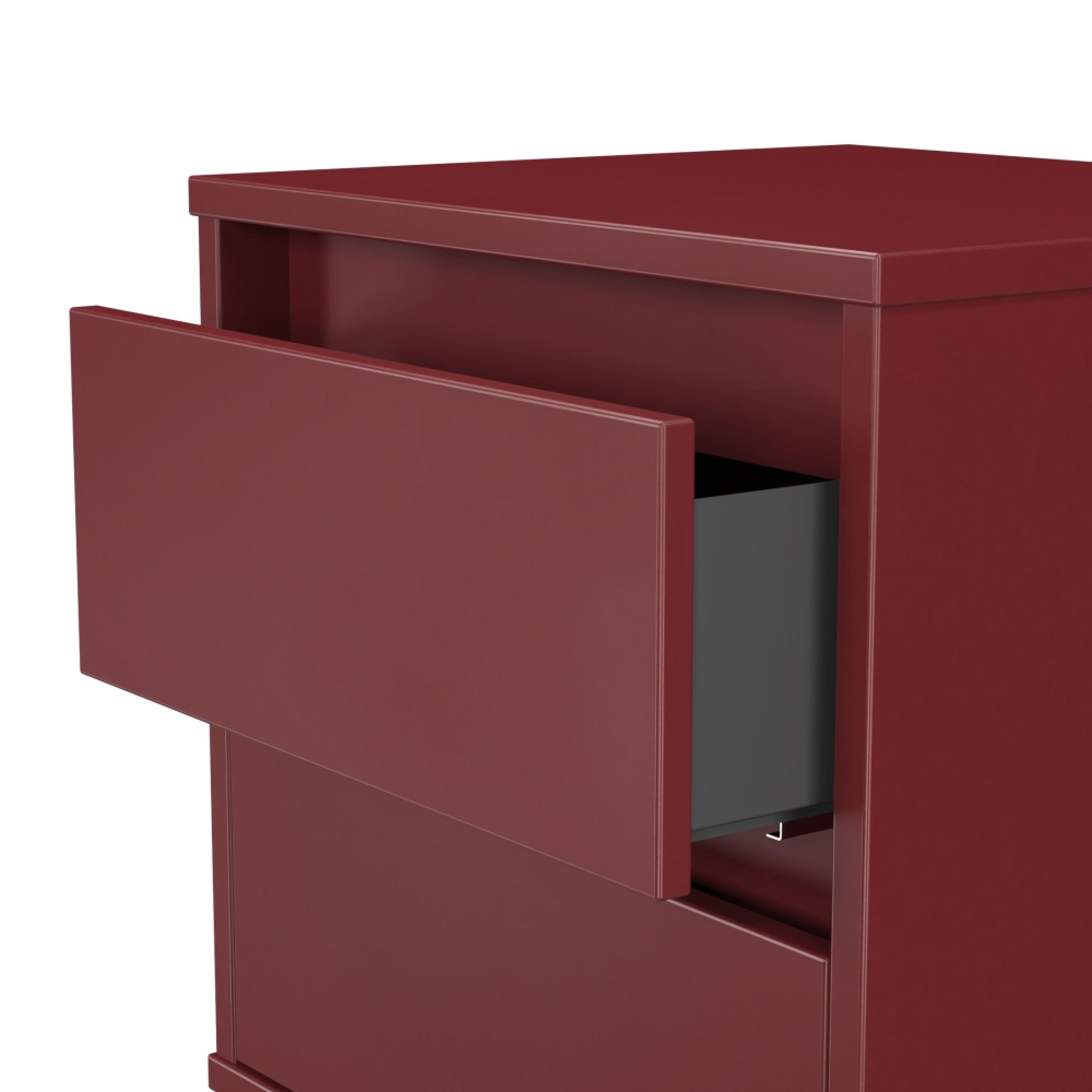 Leona Bedside Cabinet - 2 Drawer - Red Matt
