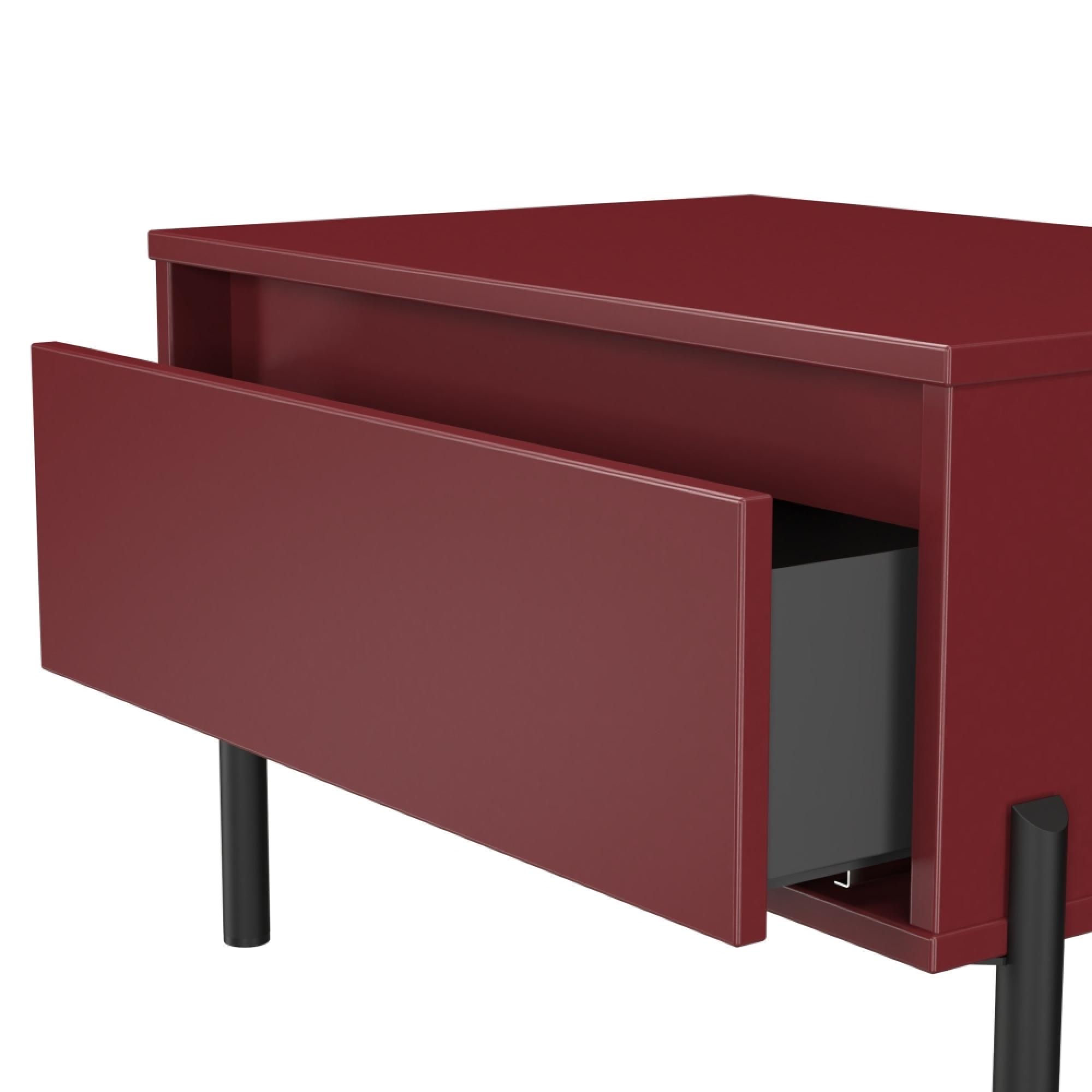 Leona Bedside Table - 1 Drawer - Midi - Red Matt