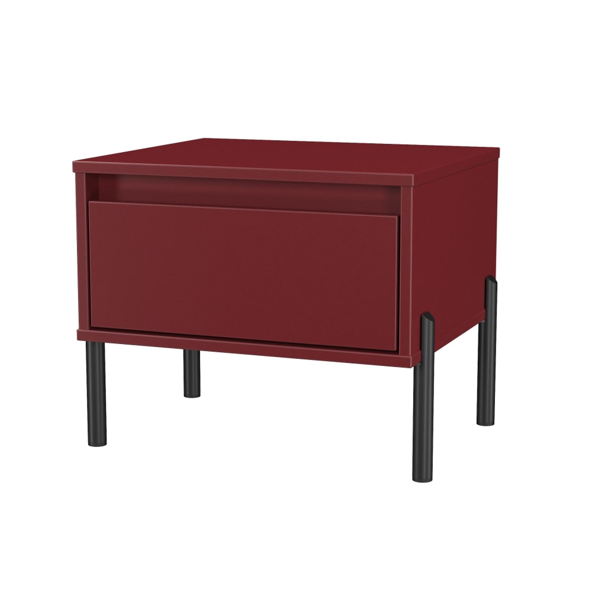 Leona Bedside Table - 1 Drawer - Red Matt