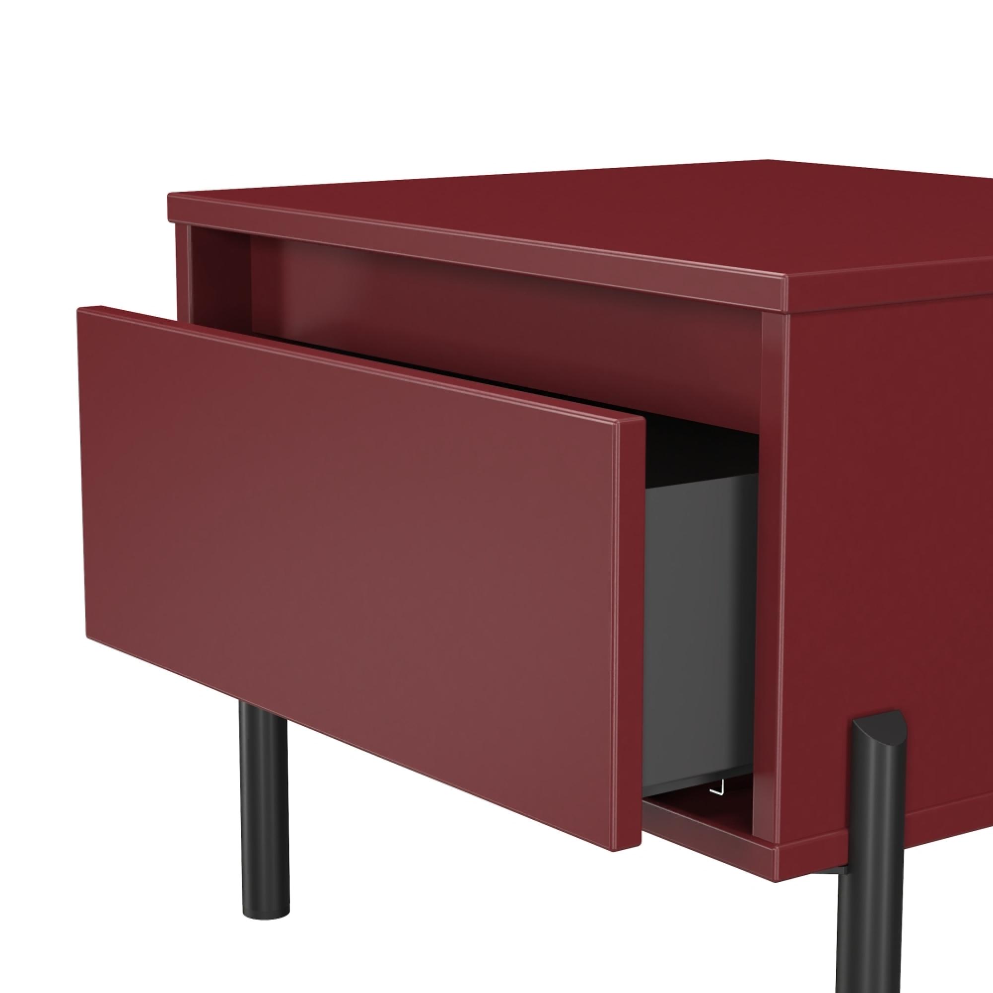 Leona Bedside Table - 1 Drawer - Red Matt