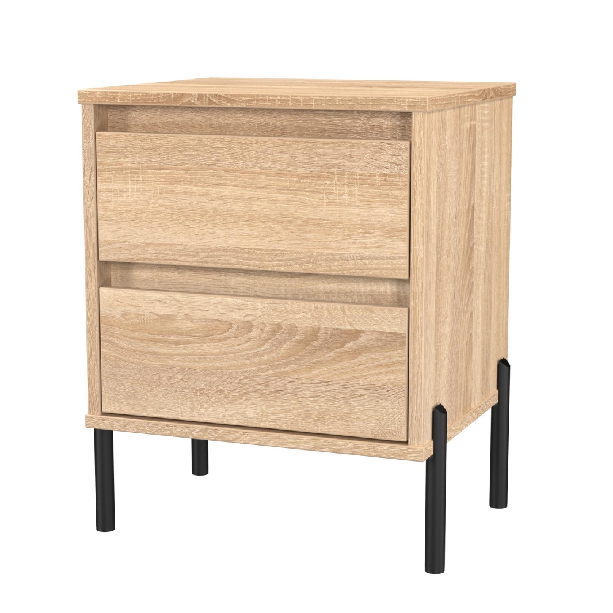 Leona Bedside Cabinet - 2 Drawer - Bardolino Oak