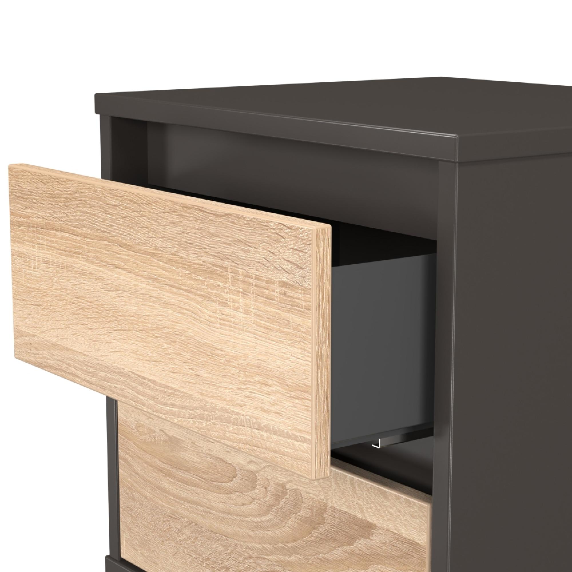Leona Bedside Cabinet - 2 Drawer - Bardolino Oak and Graphite