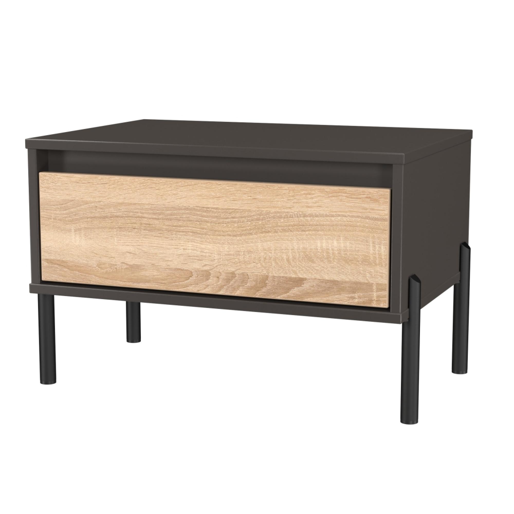 Leona Bedside Table - 1 Drawer - Midi - Bardolino Oak and Graphite