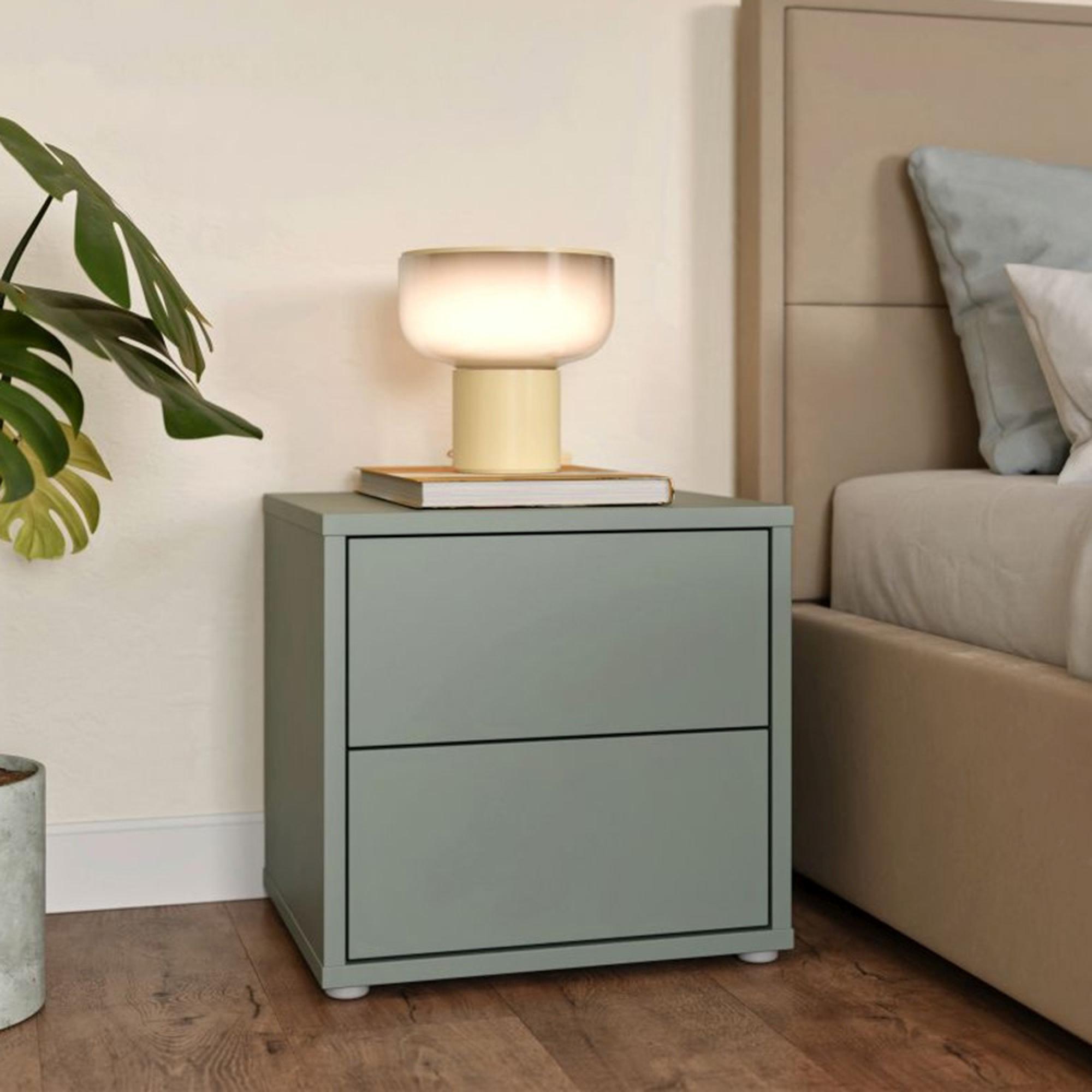 Alice Springs Bedside Cabinet - 2 Drawer - Low - Sage Green