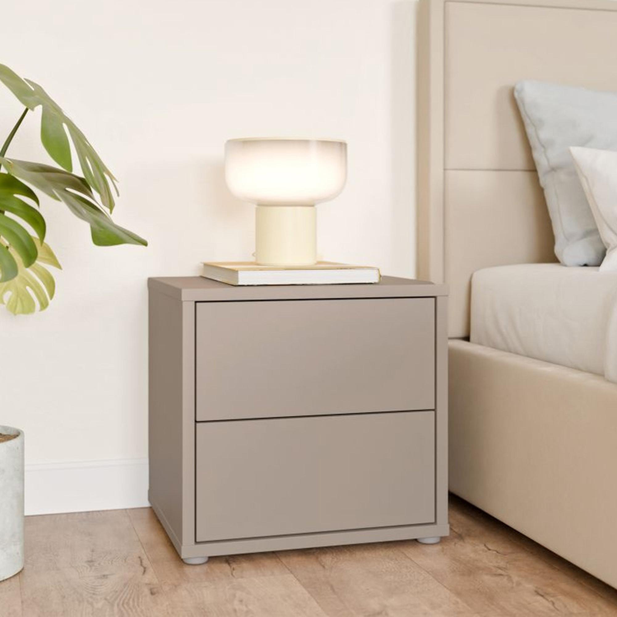 Alice Springs Bedside Cabinet - 2 Drawer - Low - Taupe