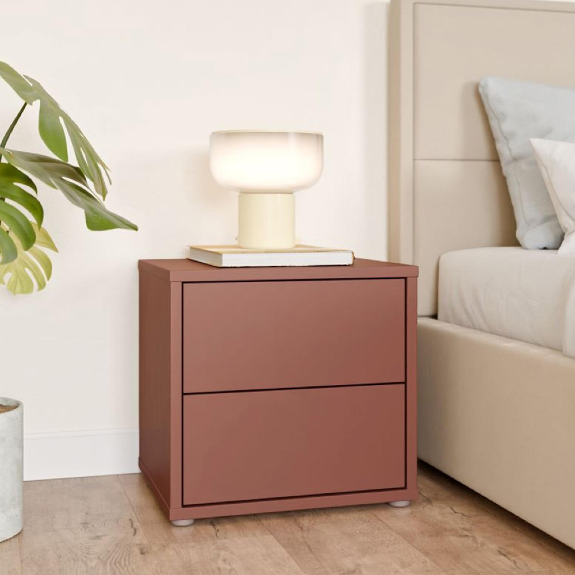 Alice Springs Bedside Cabinet - 2 Drawer - Low - Terracotta