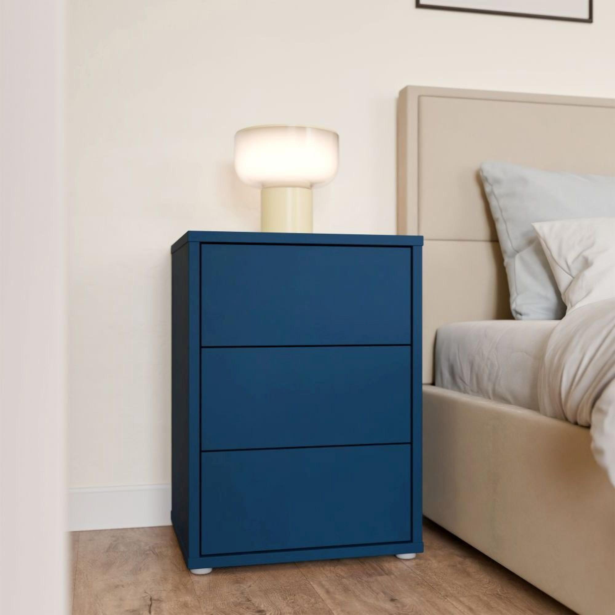 Alice Springs Bedside Cabinet - 3 Drawer - Night Blue