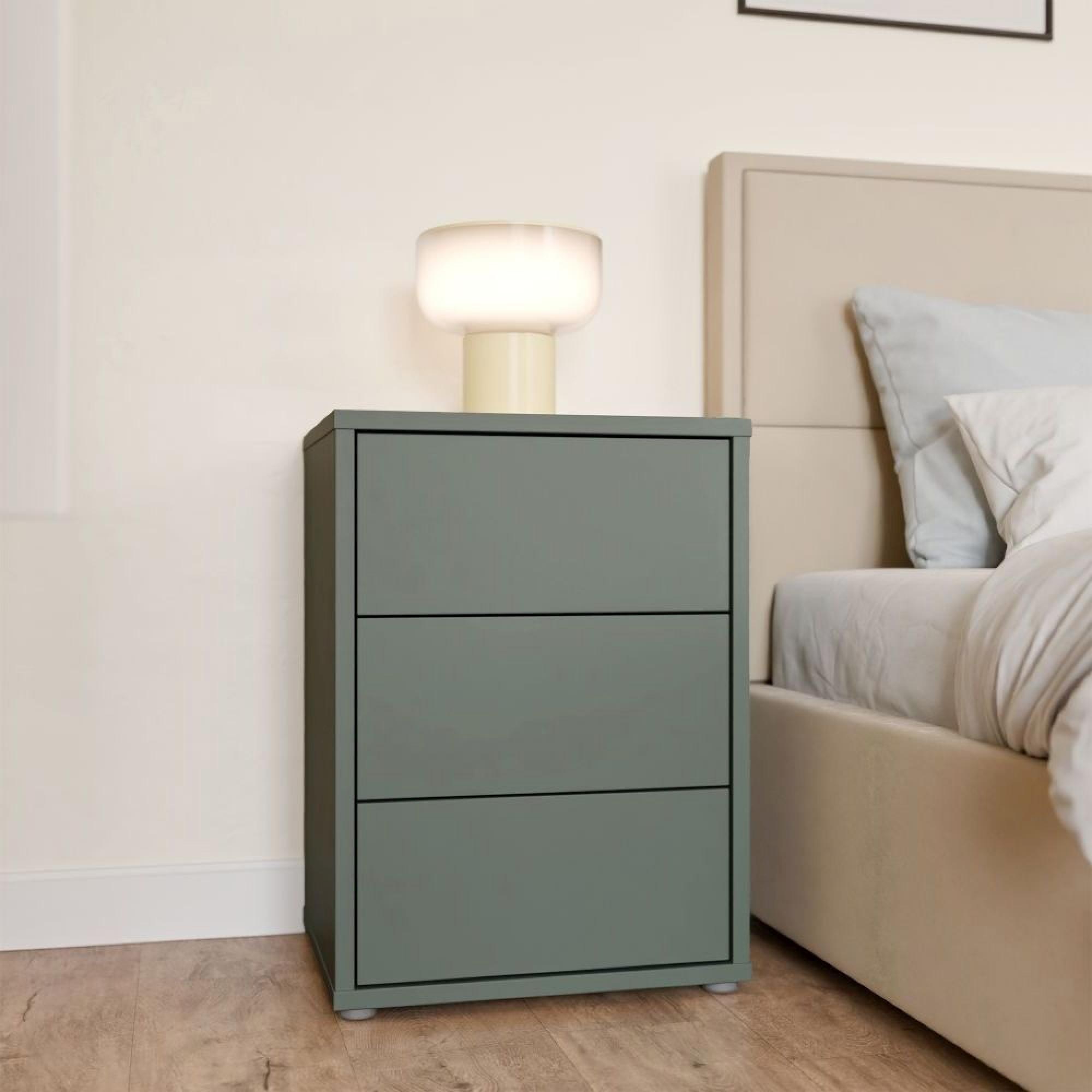 Alice Springs Bedside Cabinet - 3 Drawer - Sage Green